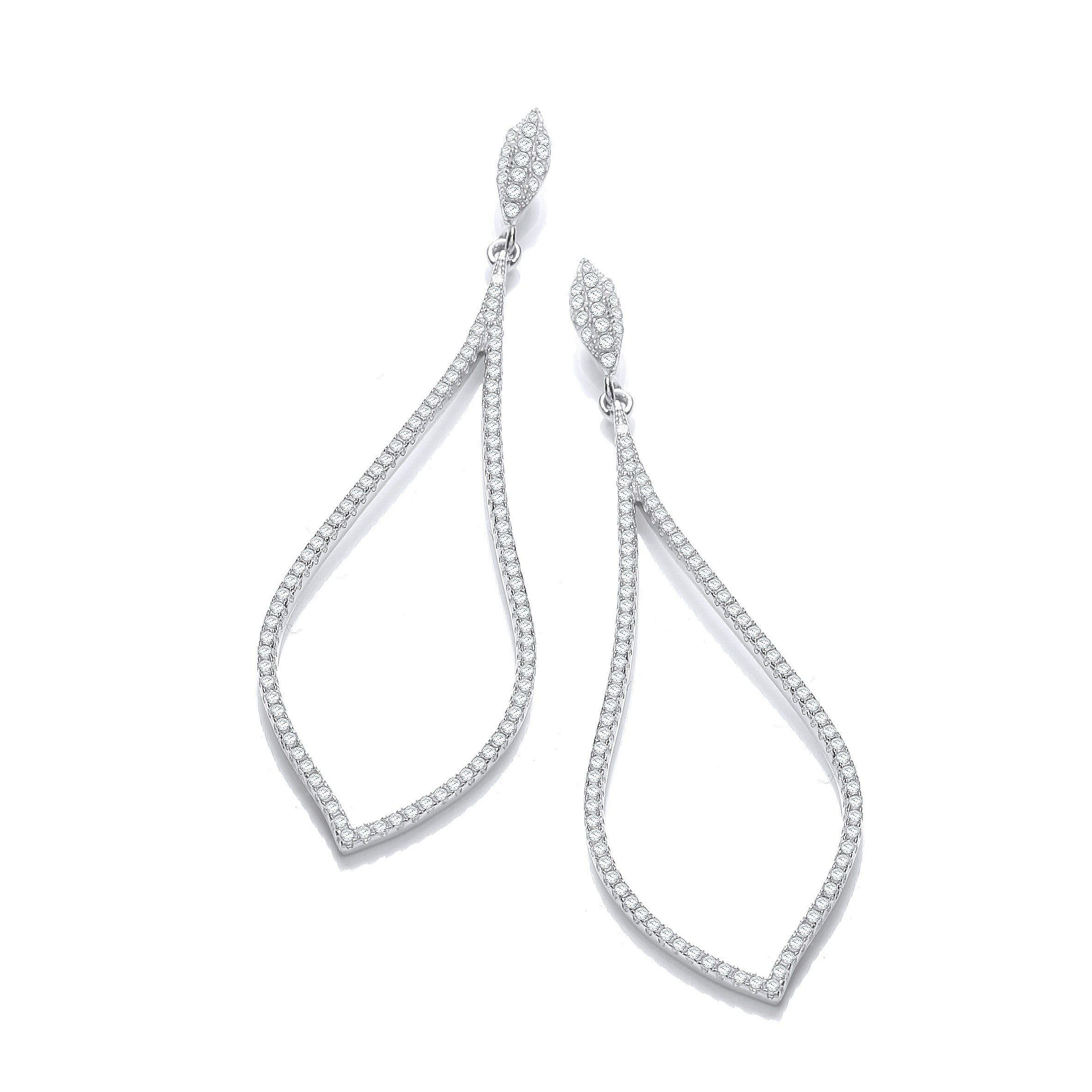 Micro Pave' Long Tear Drop Cubic Zirconia Earrings