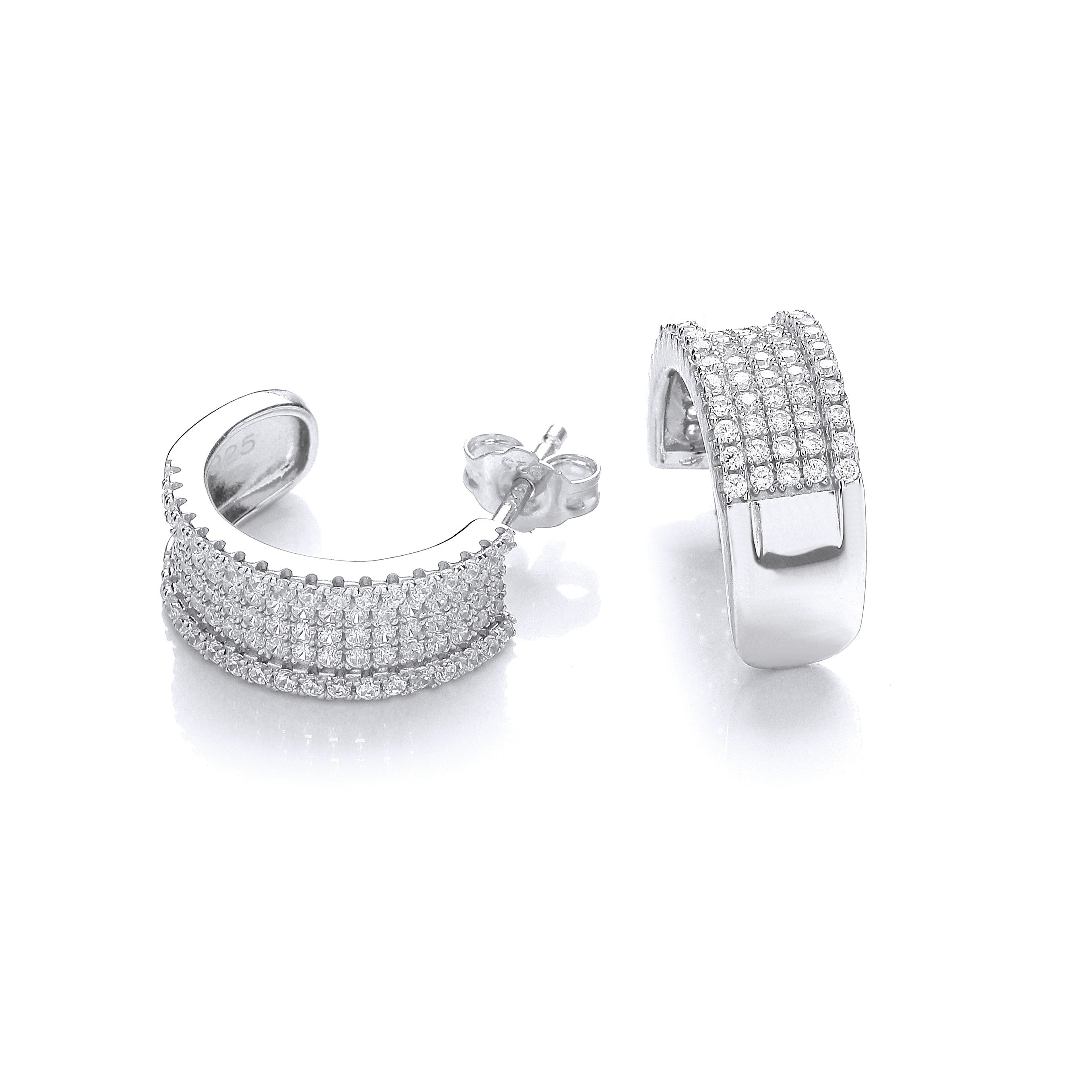 Micro Pave' 5 Row Cubic Zirconia Earrings