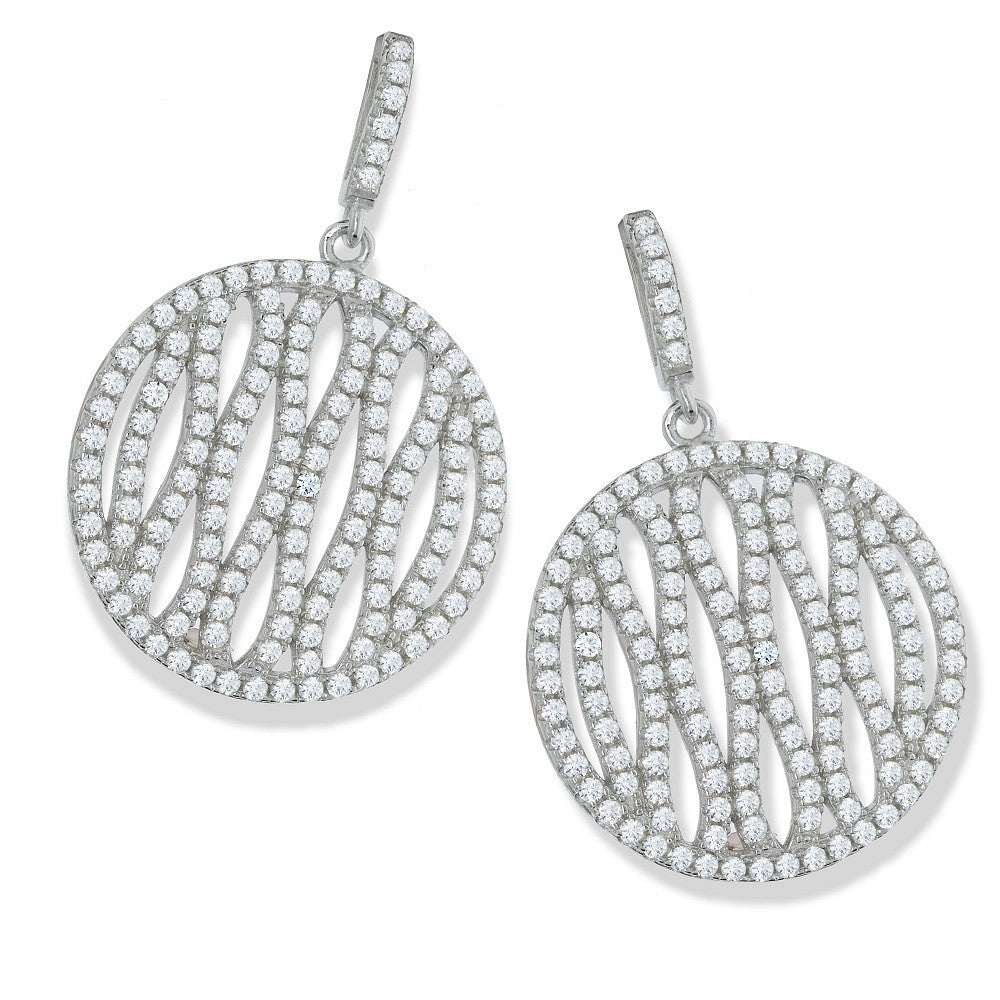 Micro Pave Fancy Round Drop Cubic Zirconia Earrings