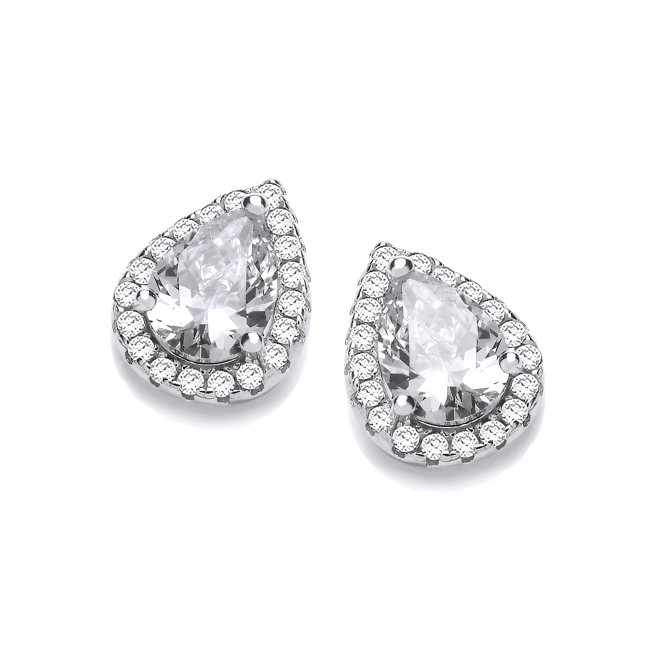 Teardrop Clear Cubic Zirconia Stud Earrings