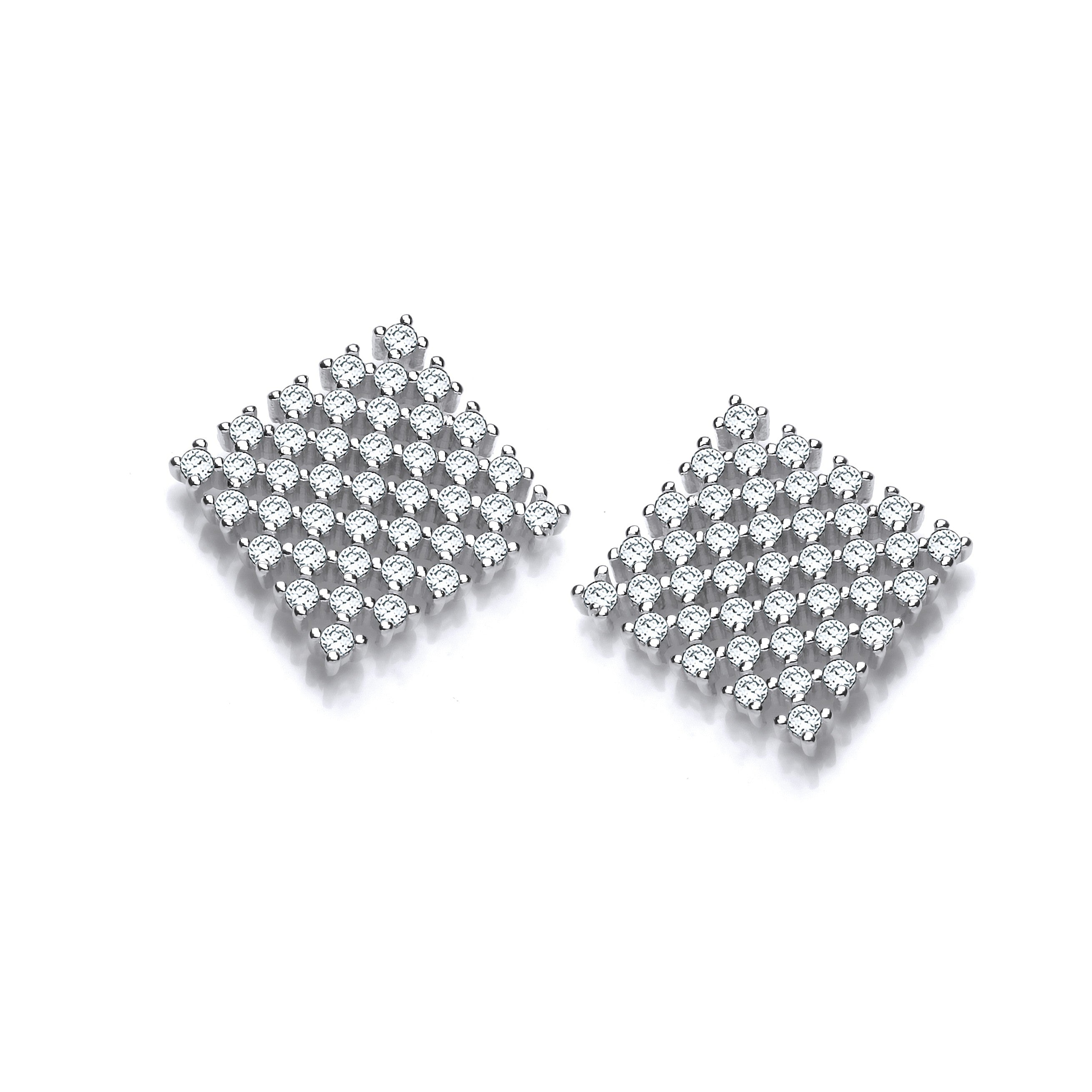 Three Multi Row Cubic Zirconia Stud Earrings