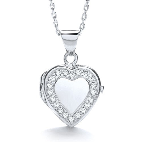 Heart Shape with Line of Cubic Zirconia's Locket