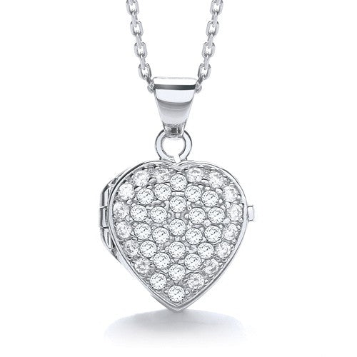 Heart Shape All Cubic Zirconia's on Front Locket