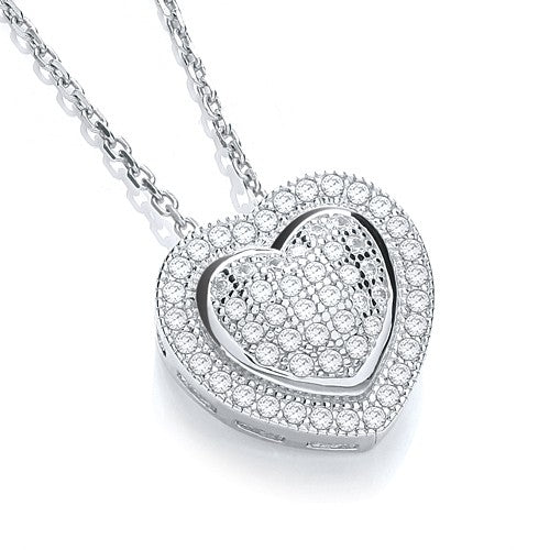 Micro Pave' Heart Pendant with 18" Chain