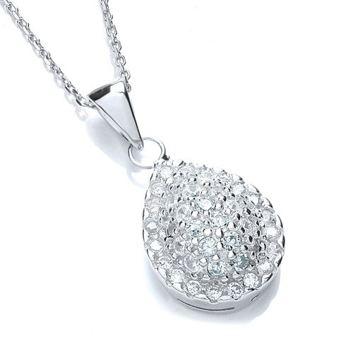 Pear Shaped Cluster Cubic Zirconia Pendant with 18" Chain