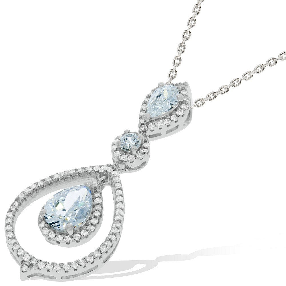 Micro Pave Fancy Cubic Zirconia Pendant with 18" Chain