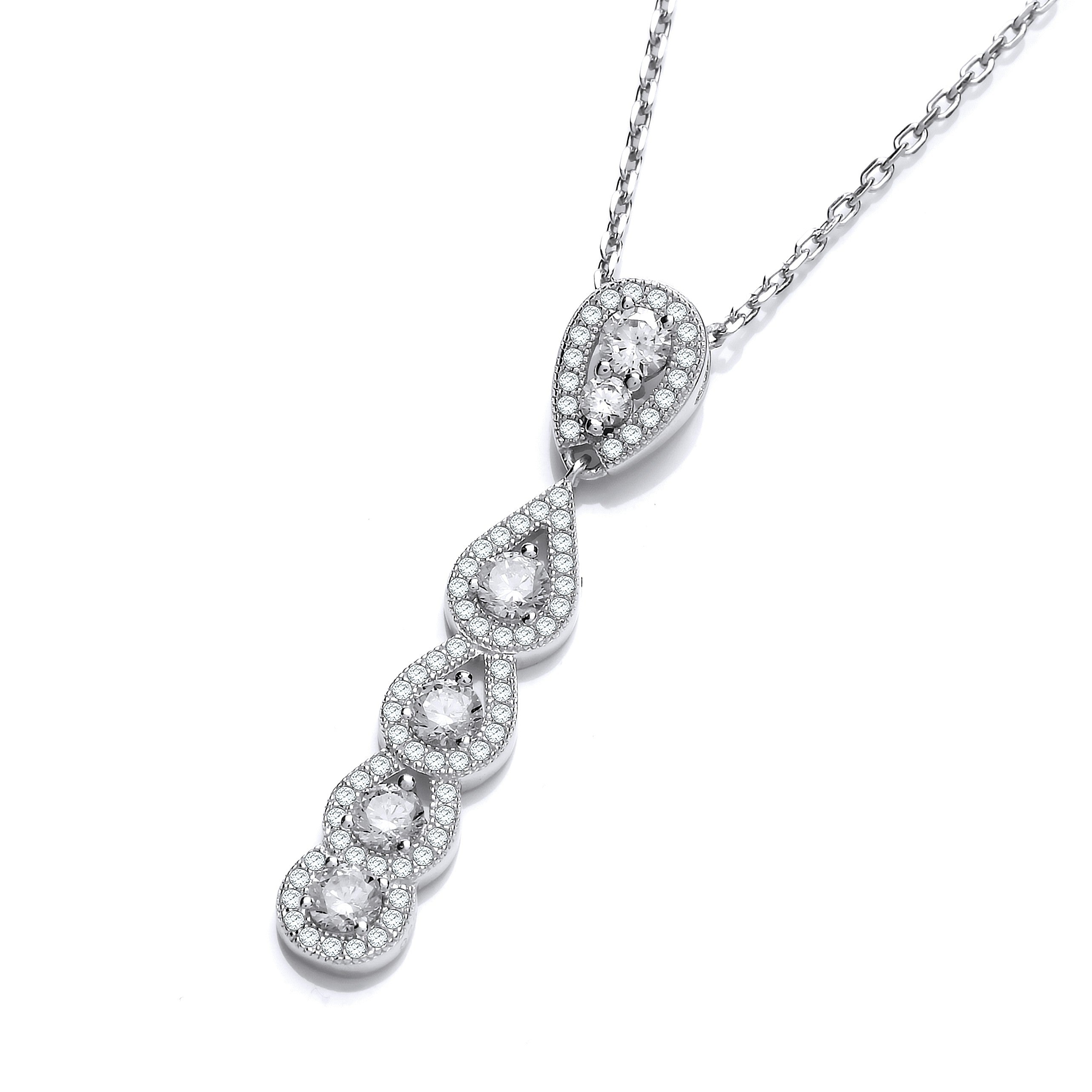 Micro Pave Tear Drops Cubic Zirconia Pendant with 18" Chain