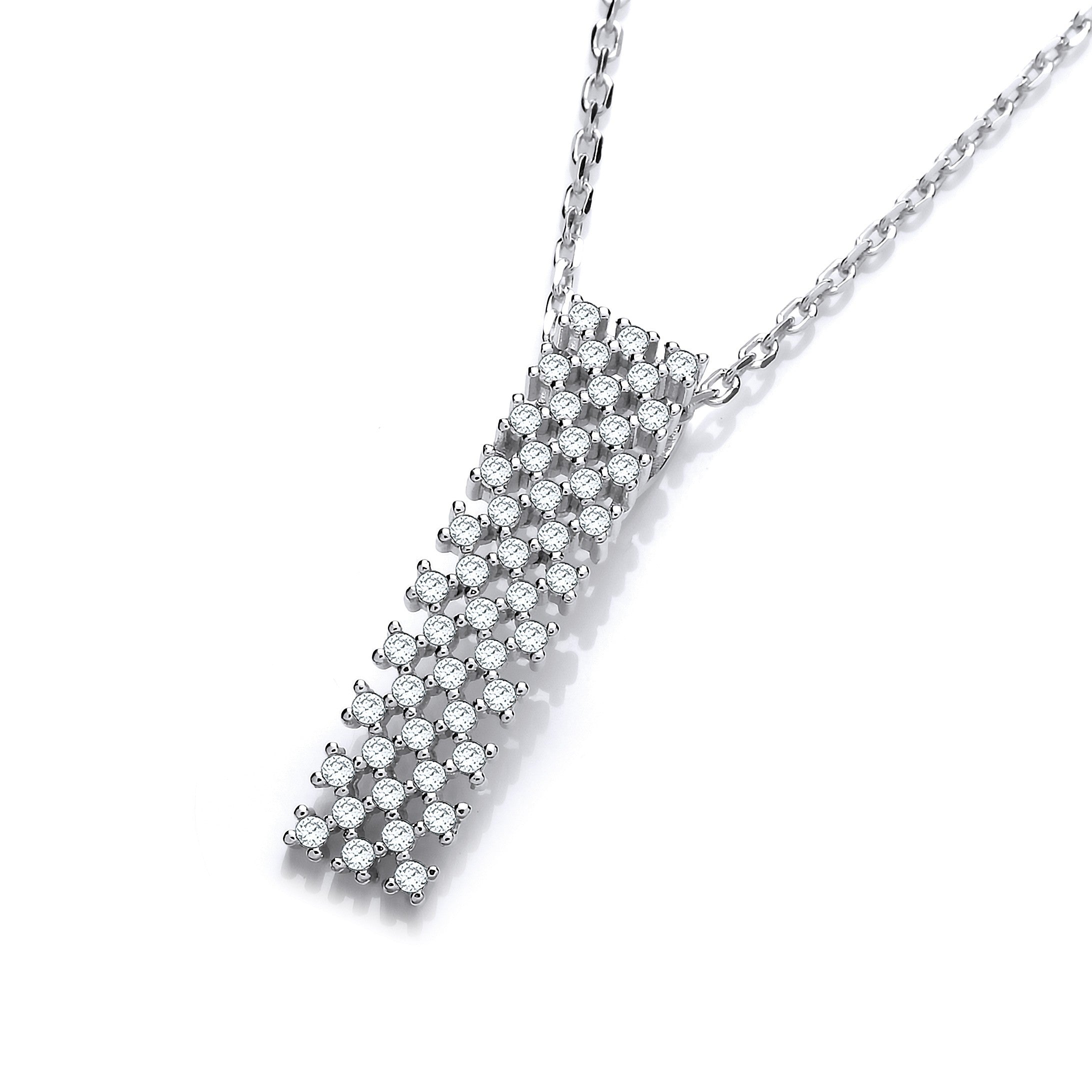 Micro Pave Multi Row Cubic Zirconia Pendant with 18" Chain