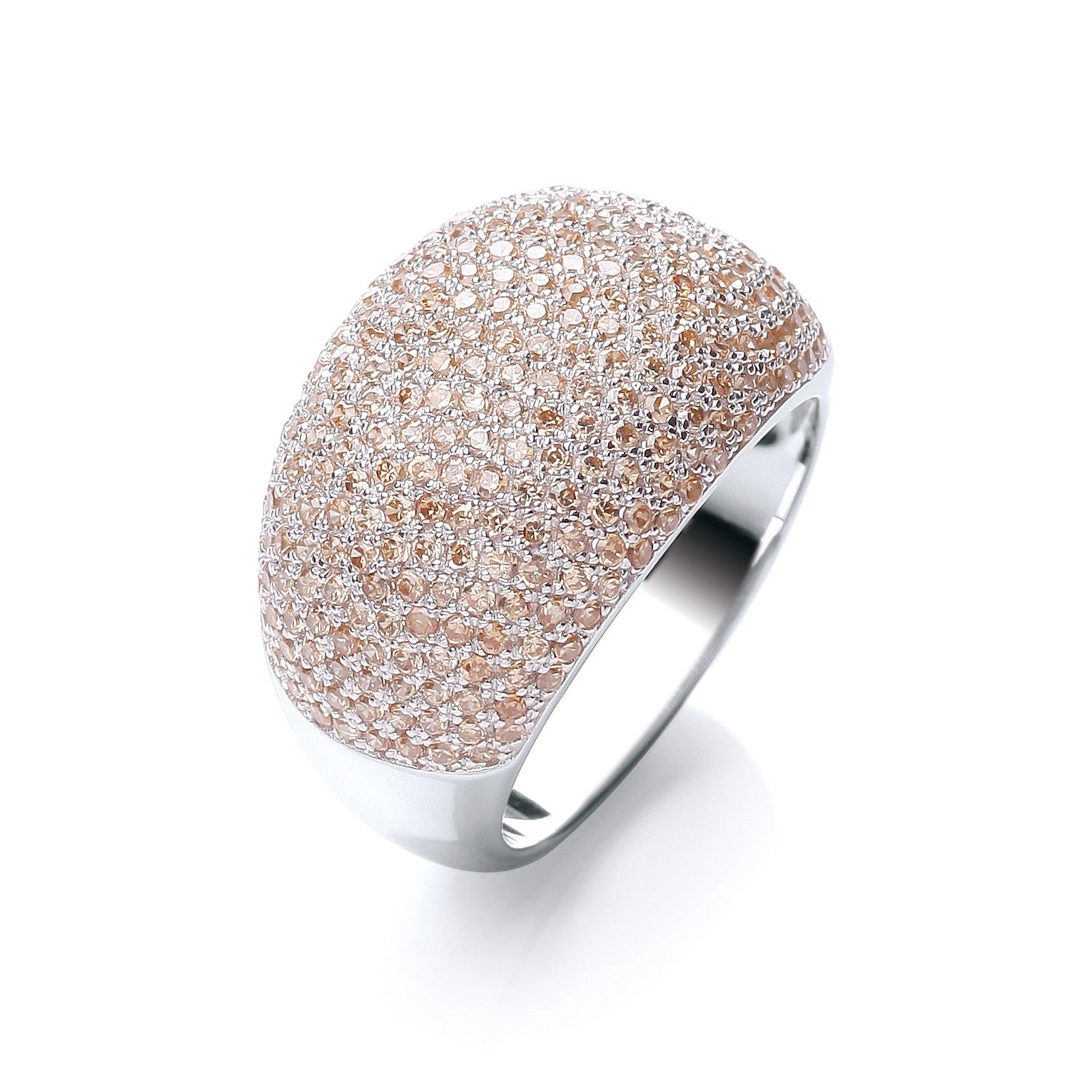 Micro Pave' Cocktail Ring 283 Champagne Cubic Zirconia