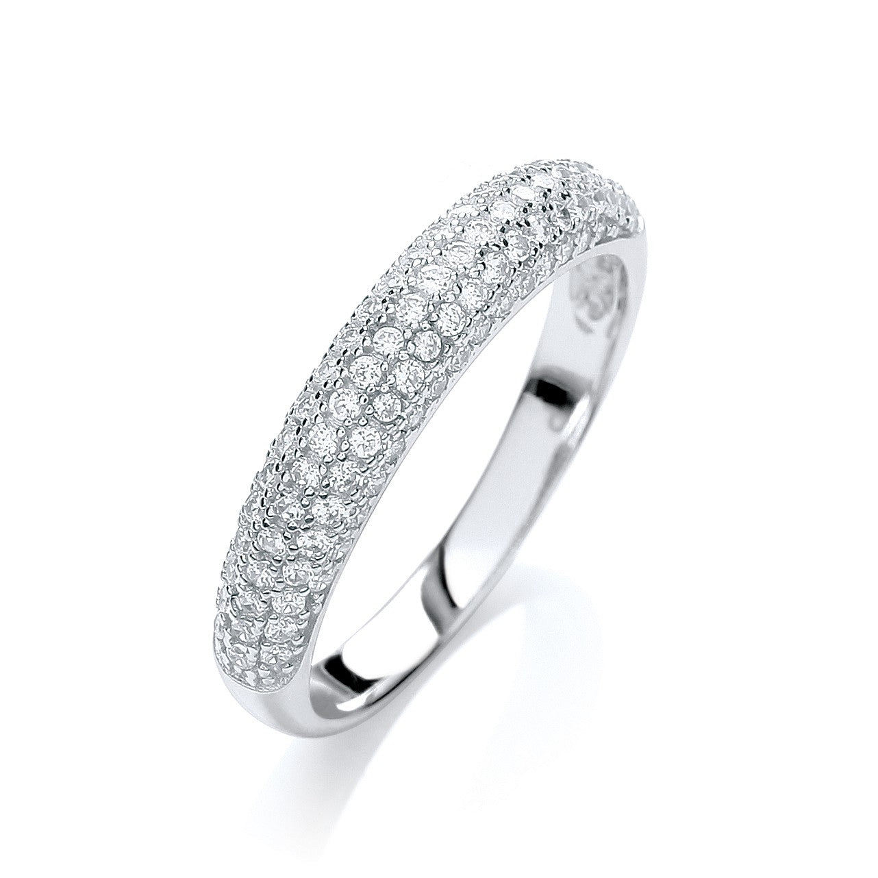 Micro Pave' Dome Ring White Cubic Zirconia