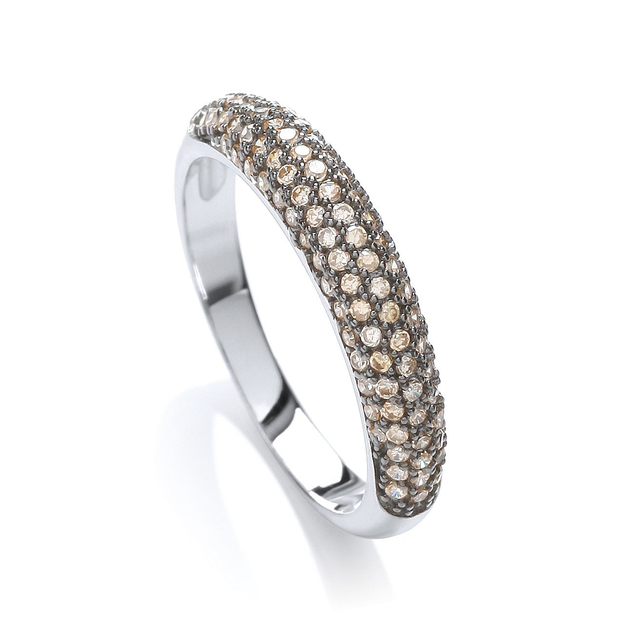 Micro Pave' Dome Ring Champagne Cubic Zirconia