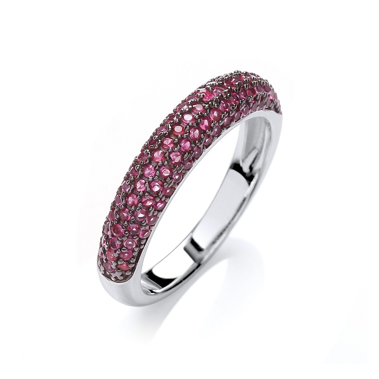Micro Pave' Dome Ring Deep Pink Cubic Zirconia