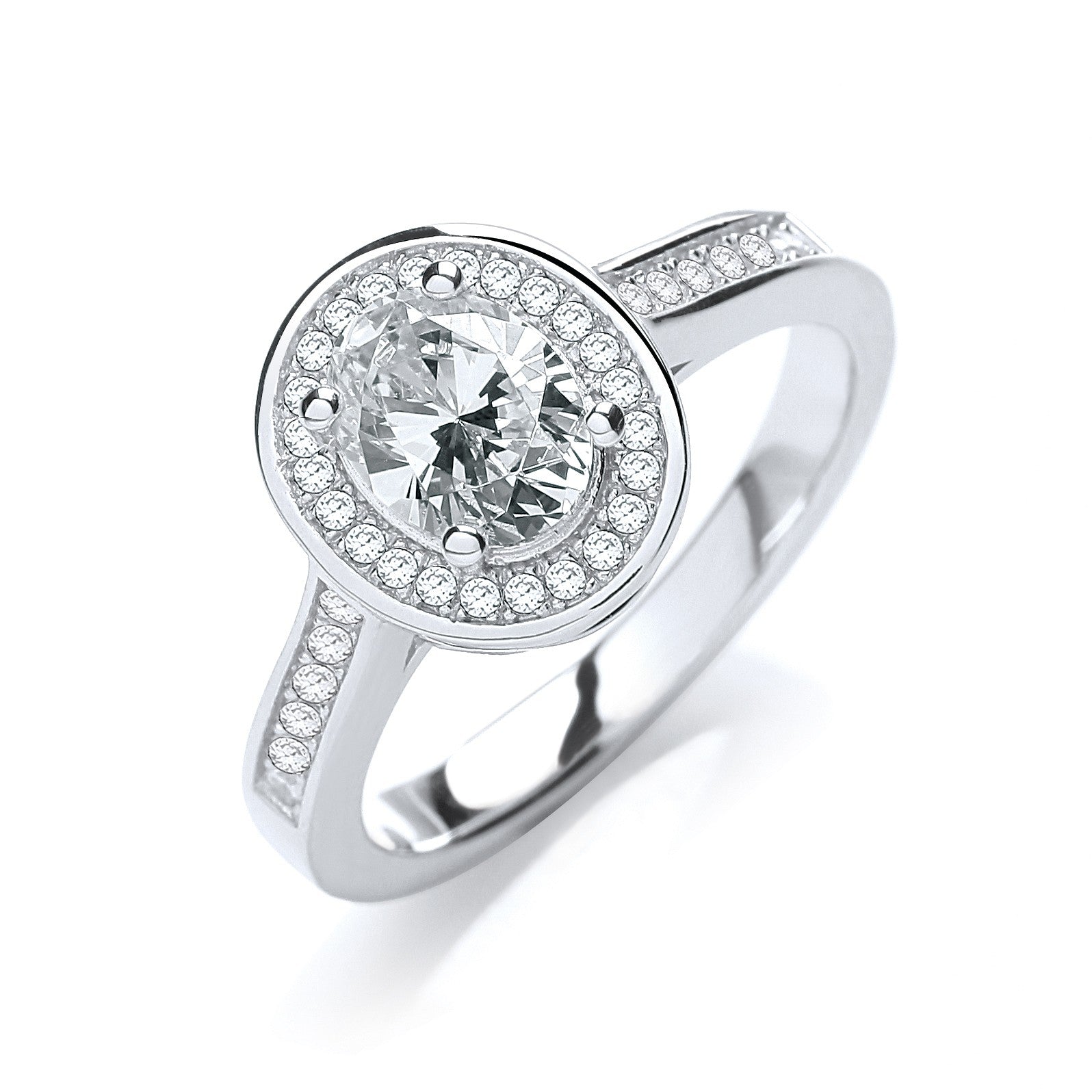 Micro Pave' Oval Shape Cubic Zirconia Ring