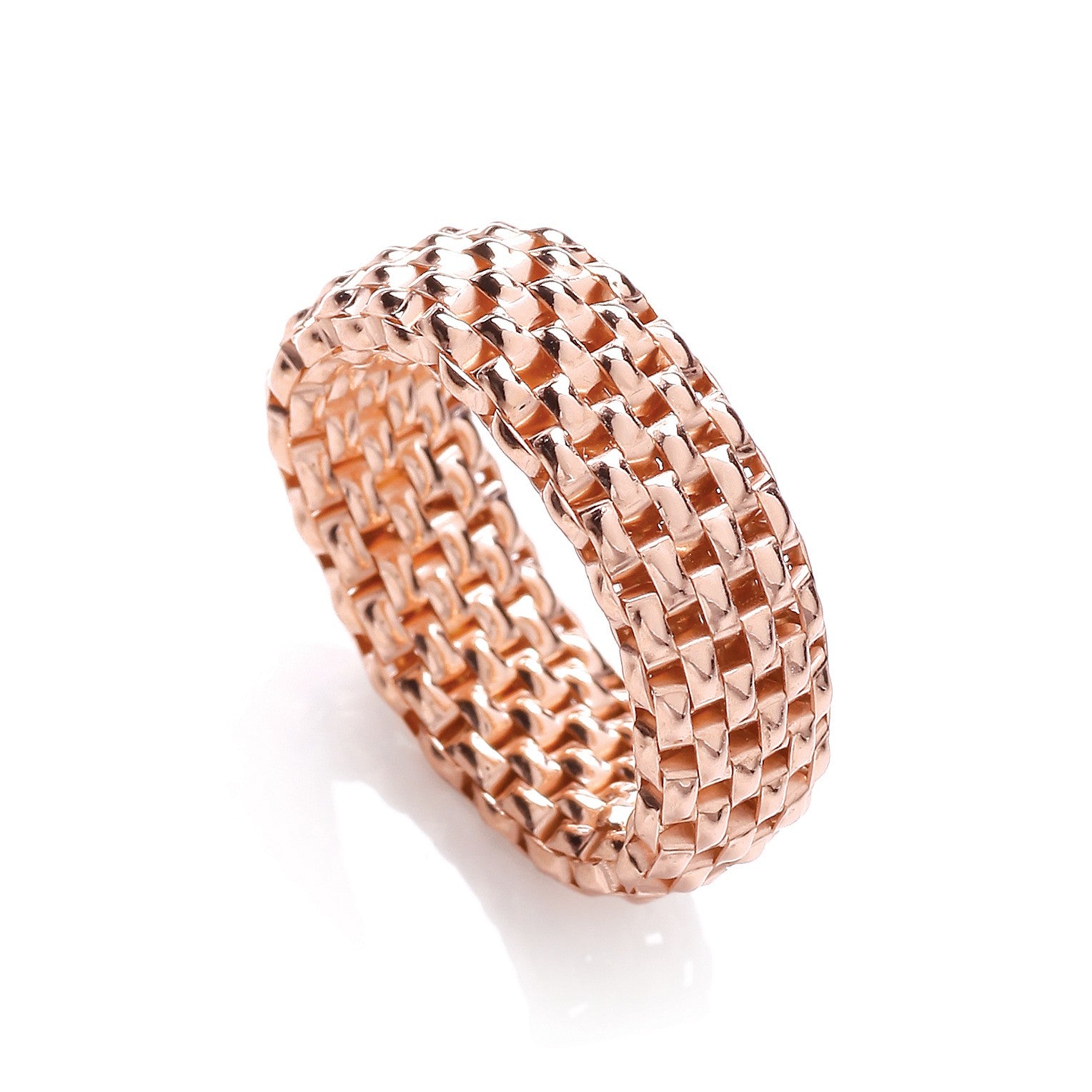 Stretchy Rose Colour Mesh 8mm Ring