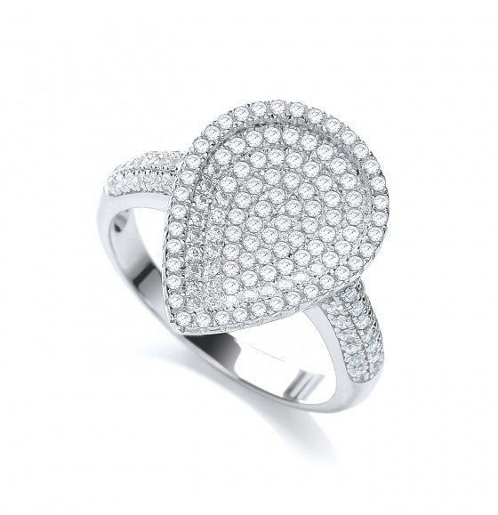 Micro Pave' Pear Shape with Cubic Zirconia on Shoulder Ring