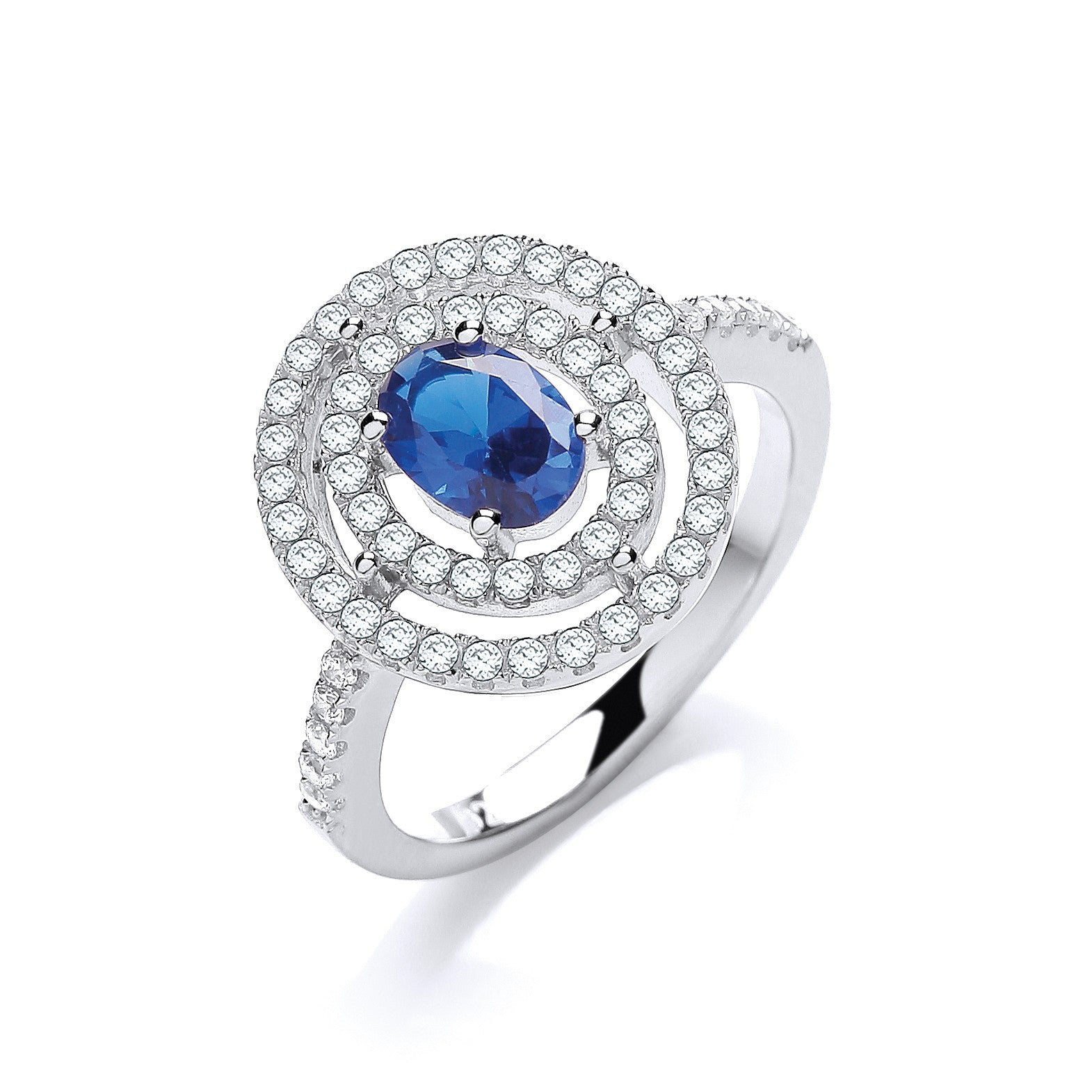 Micro Pave' Sapphire-White Cubic Zirconia Ring