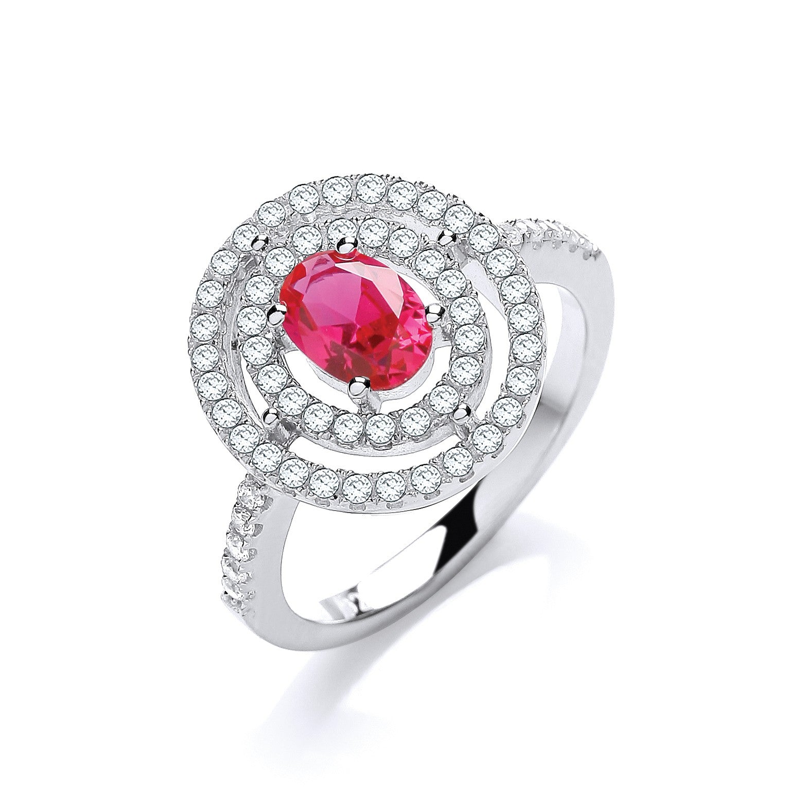 Micro Pave' Red-White Cubic Zirconia Ring