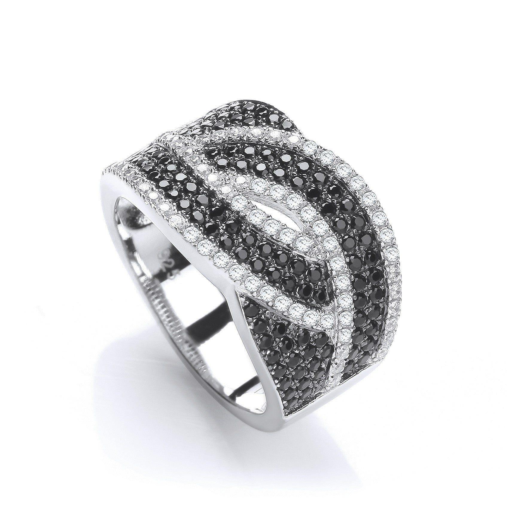 Micro Pave' Black & Clear Cubic Zirconia Ring