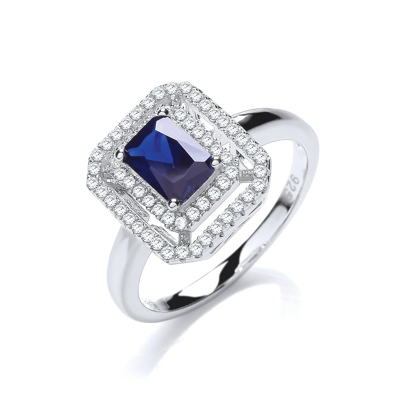 Micro Pave' Blue Centre Cubic Zirconia Ring