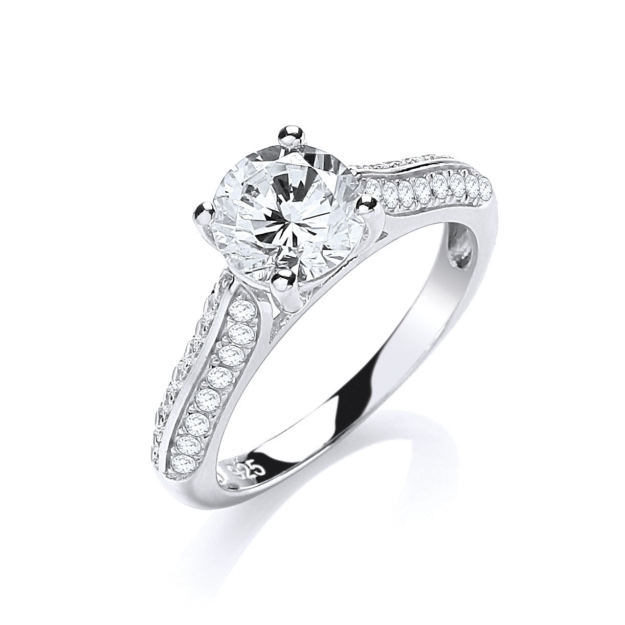 Micro Pave' Solitaire Cubic Zirconia Ring
