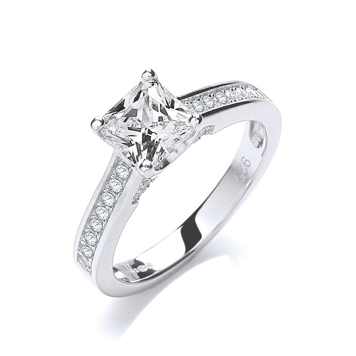 Micro Pave' Princess Cut with Shoulder Cubic Zirconia 's Ring
