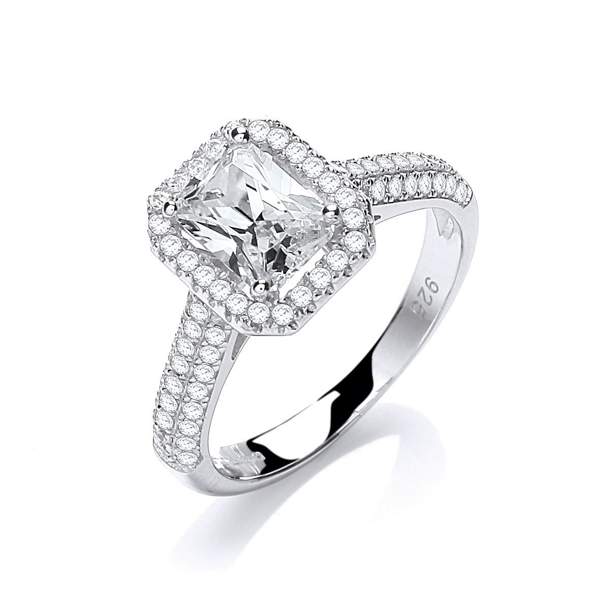 Micro Pave' Emerald Cut Centre with Shoulder Cubic Zirconia's Ring