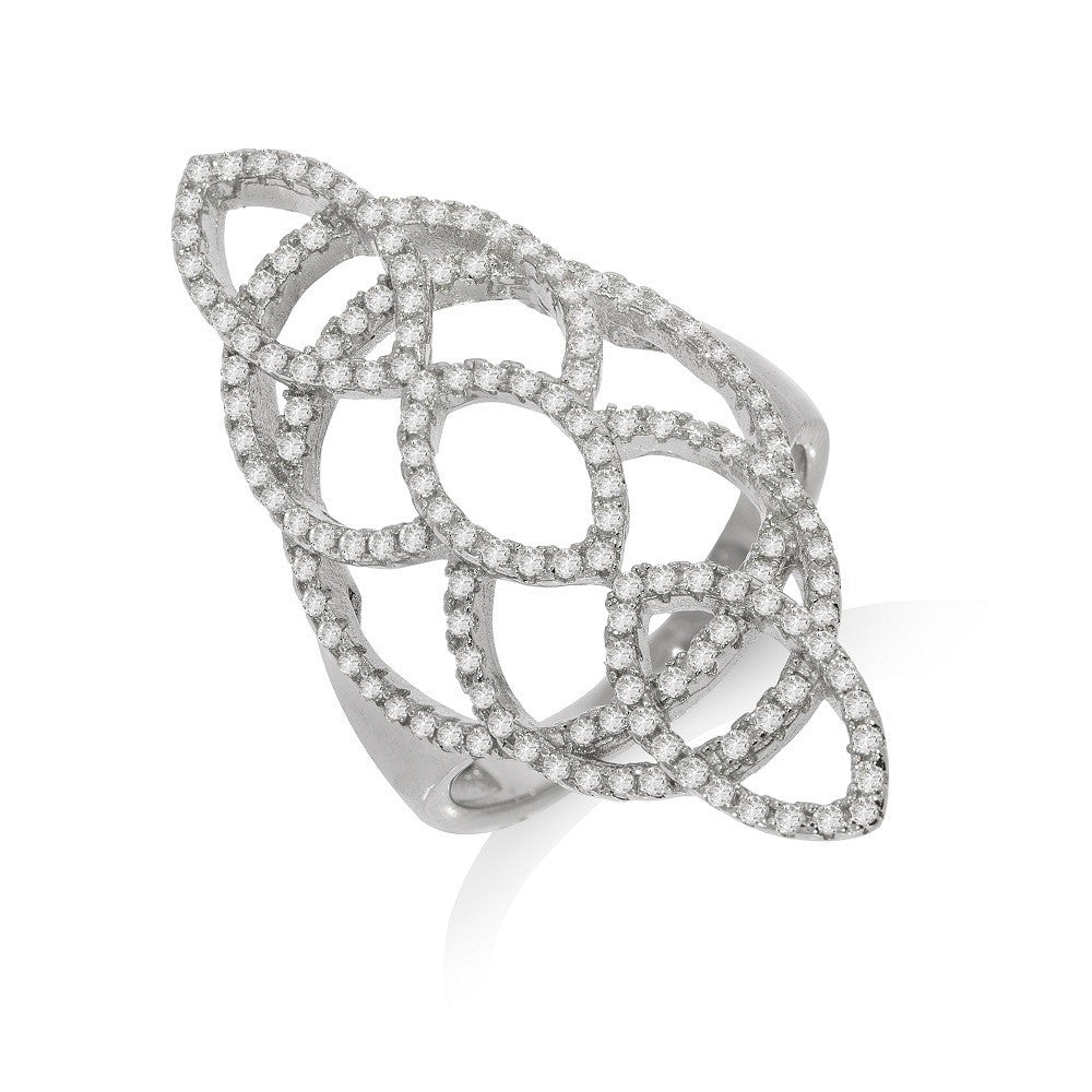 Micro Pave Silver Cubic Zirconia Ring