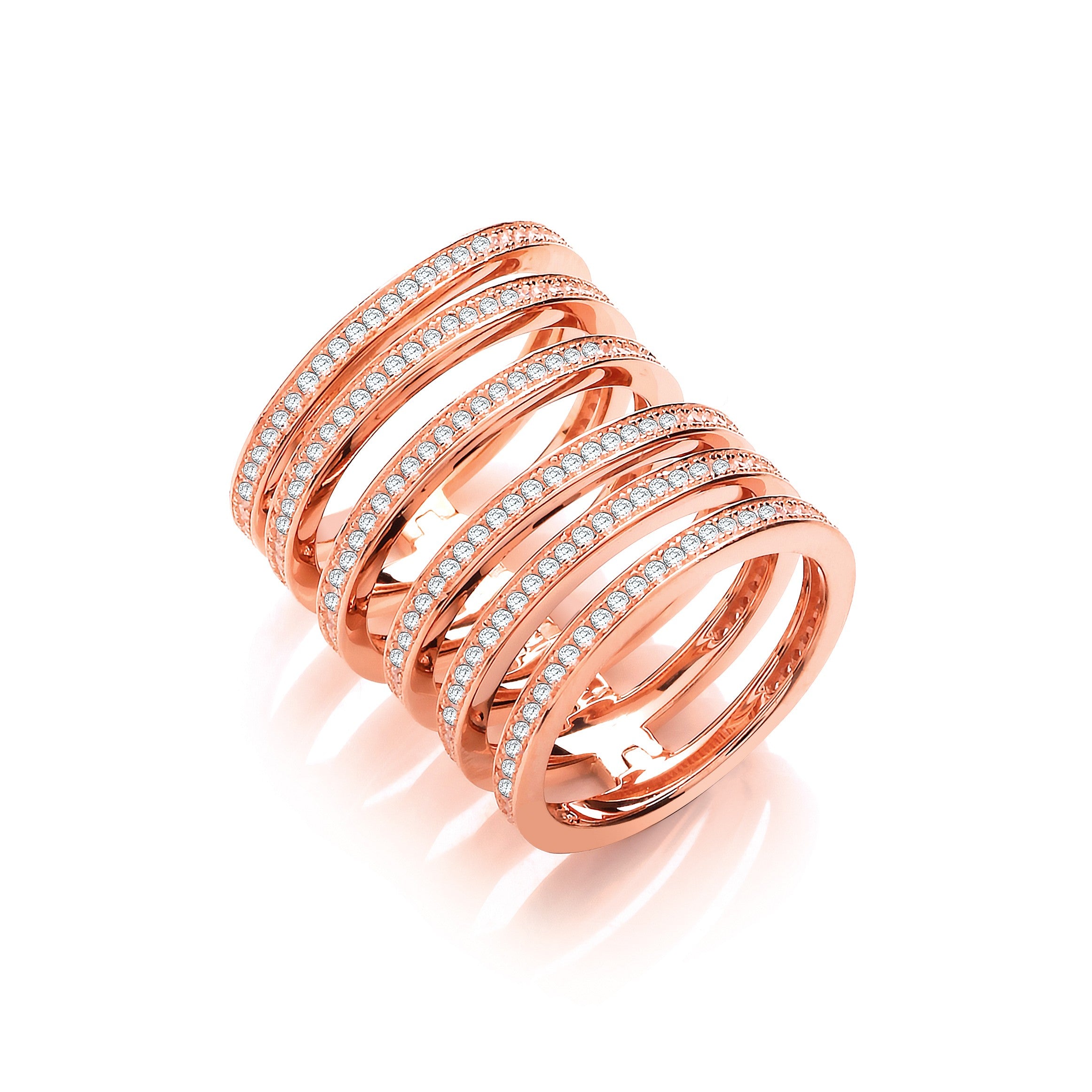 Rose Coated Silver Full Finger Hindged Knuckle Ring