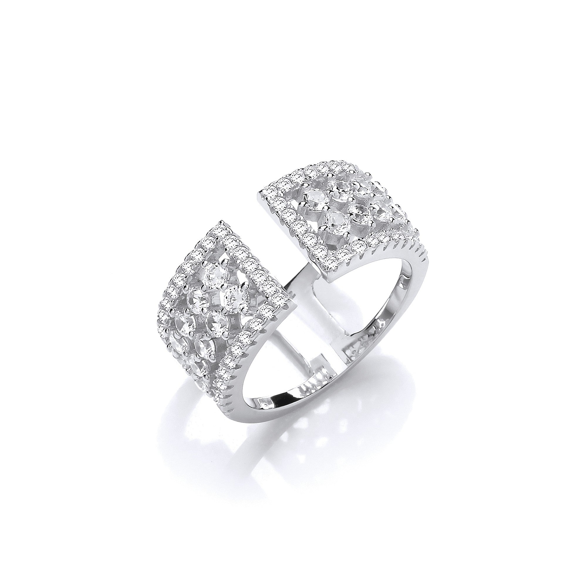 Silver Open Ring with Micro Pave Cubic Zirconia's