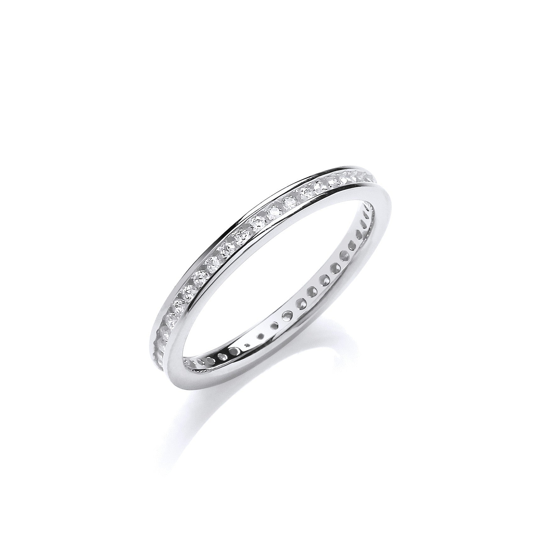 2mm Full ET Rd-Bril. Cubic Zirconia Silver Ring