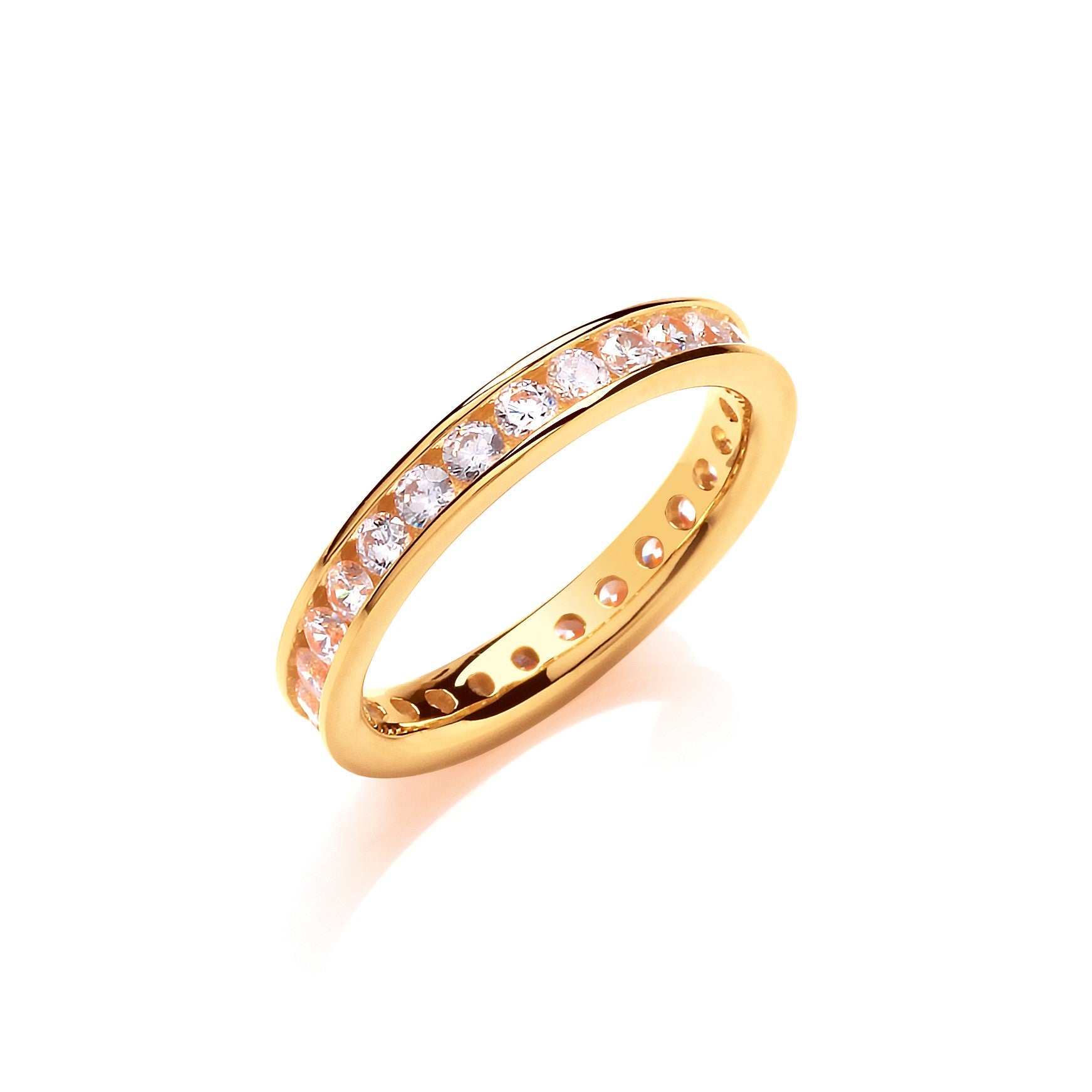 3mm Full ET Rd-Bril. Cubic Zirconia YG Plated Silver Ring