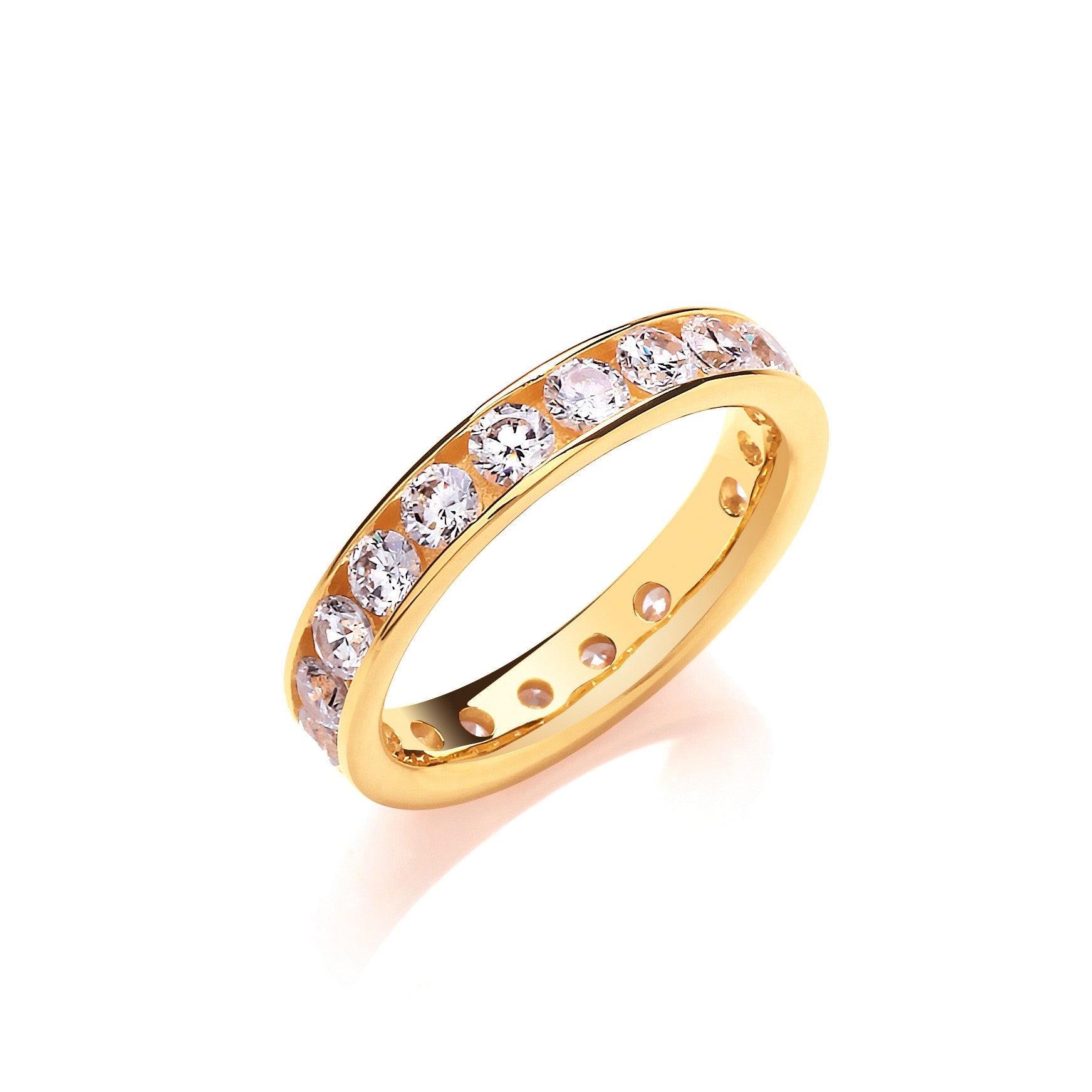 4mm Full ET Rd-Bril. Cubic Zirconia YG Plated Silver Ring