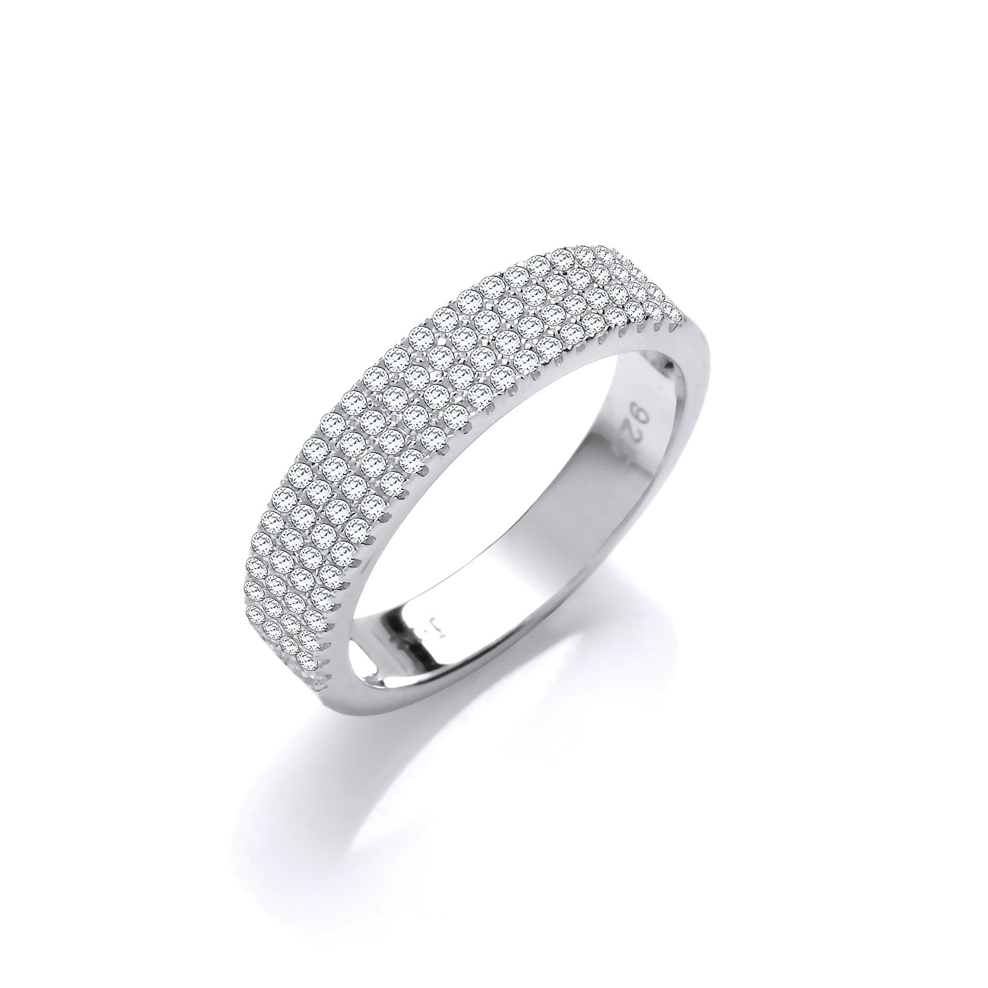Micro Pave' Half ET Cubic Zirconia Silver Ring