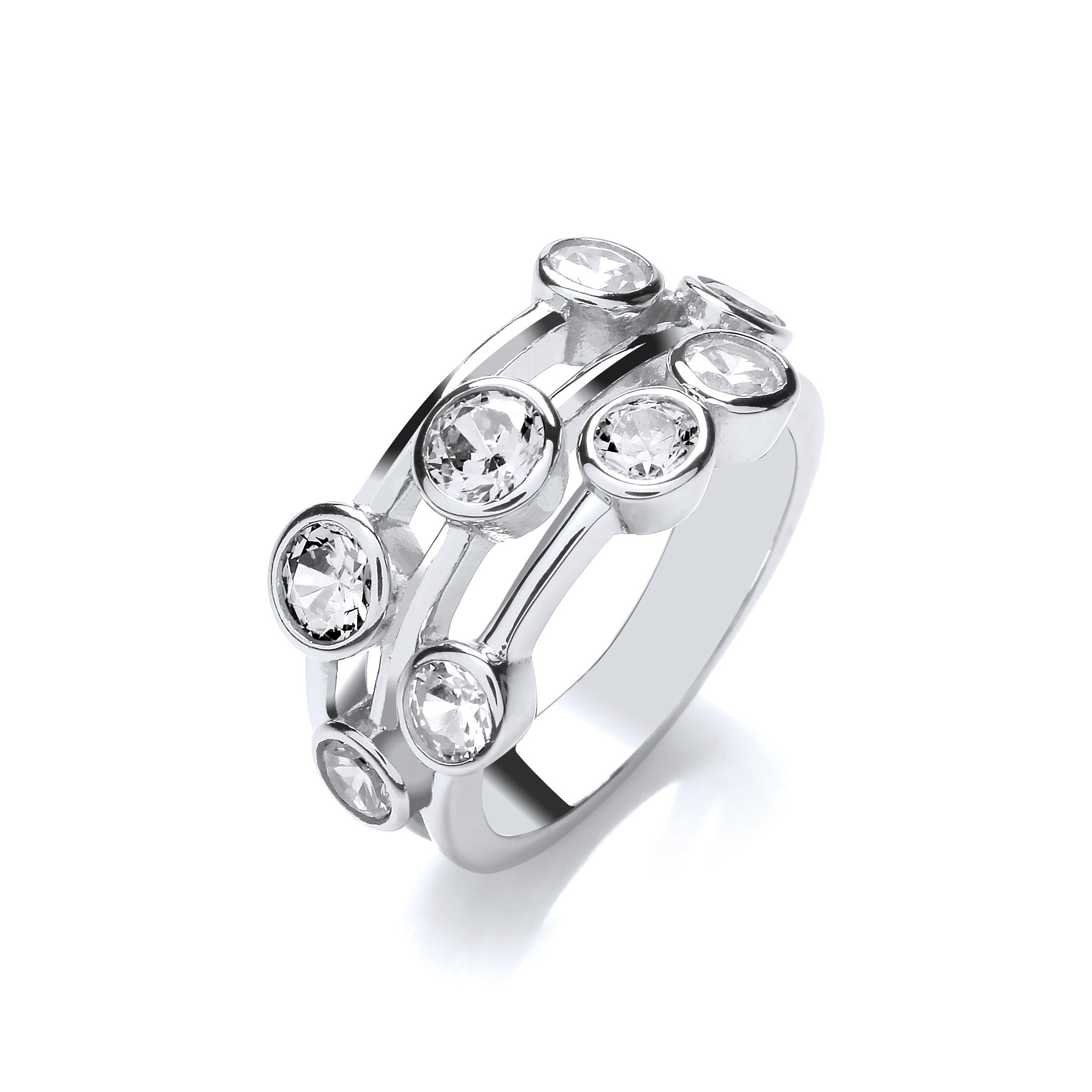 Timeless Style Rubover set CZs Ring