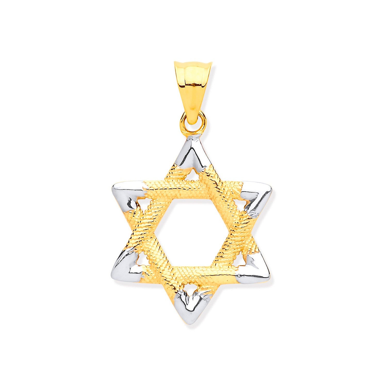 W & Yellow Gold Star of David Pendant