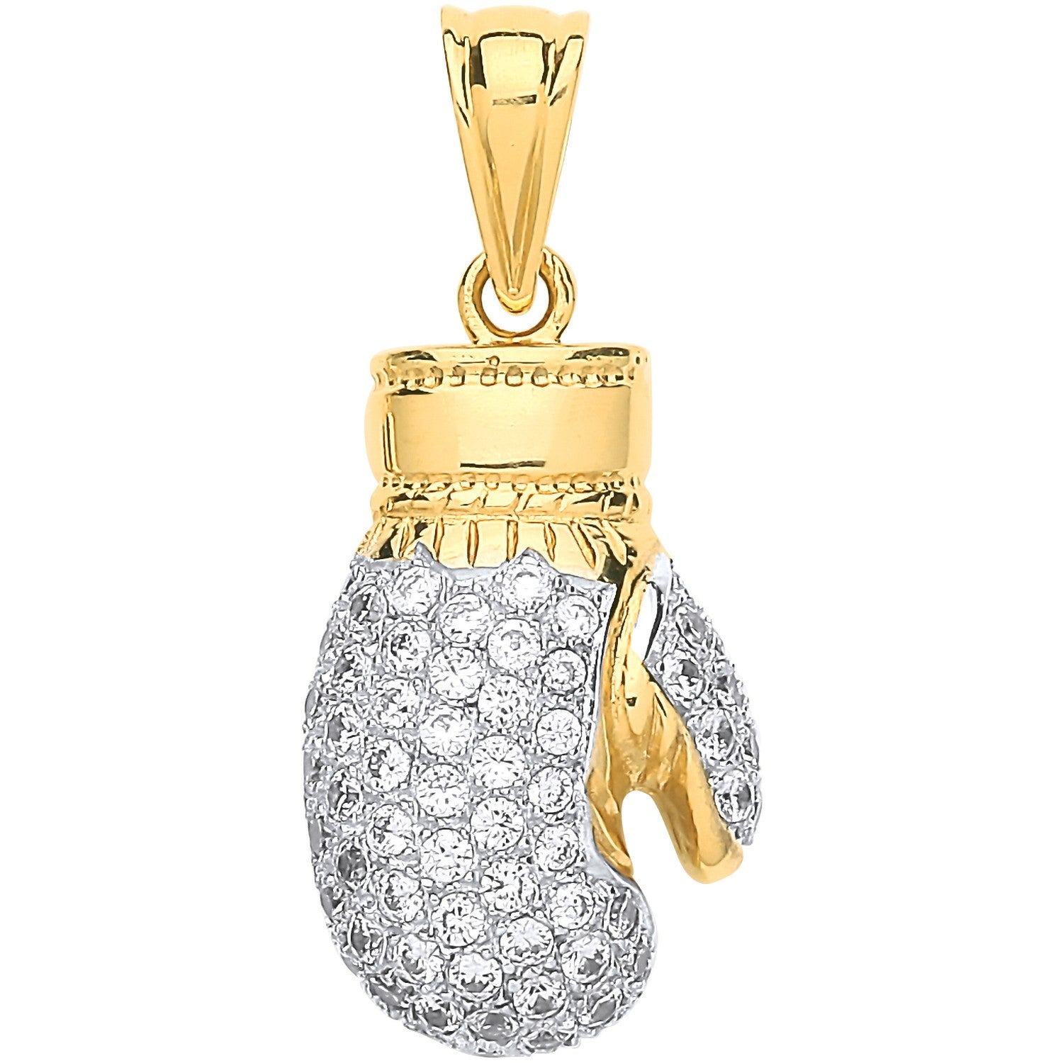 Yellow Gold Cubic Zirconia Hollow Boxing Glove Pendant