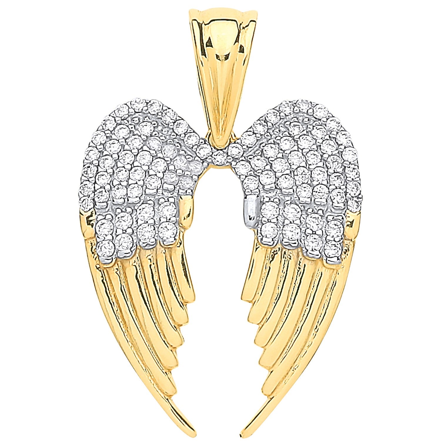 Yellow Gold Cubic Zirconia Angel Wings Pendant