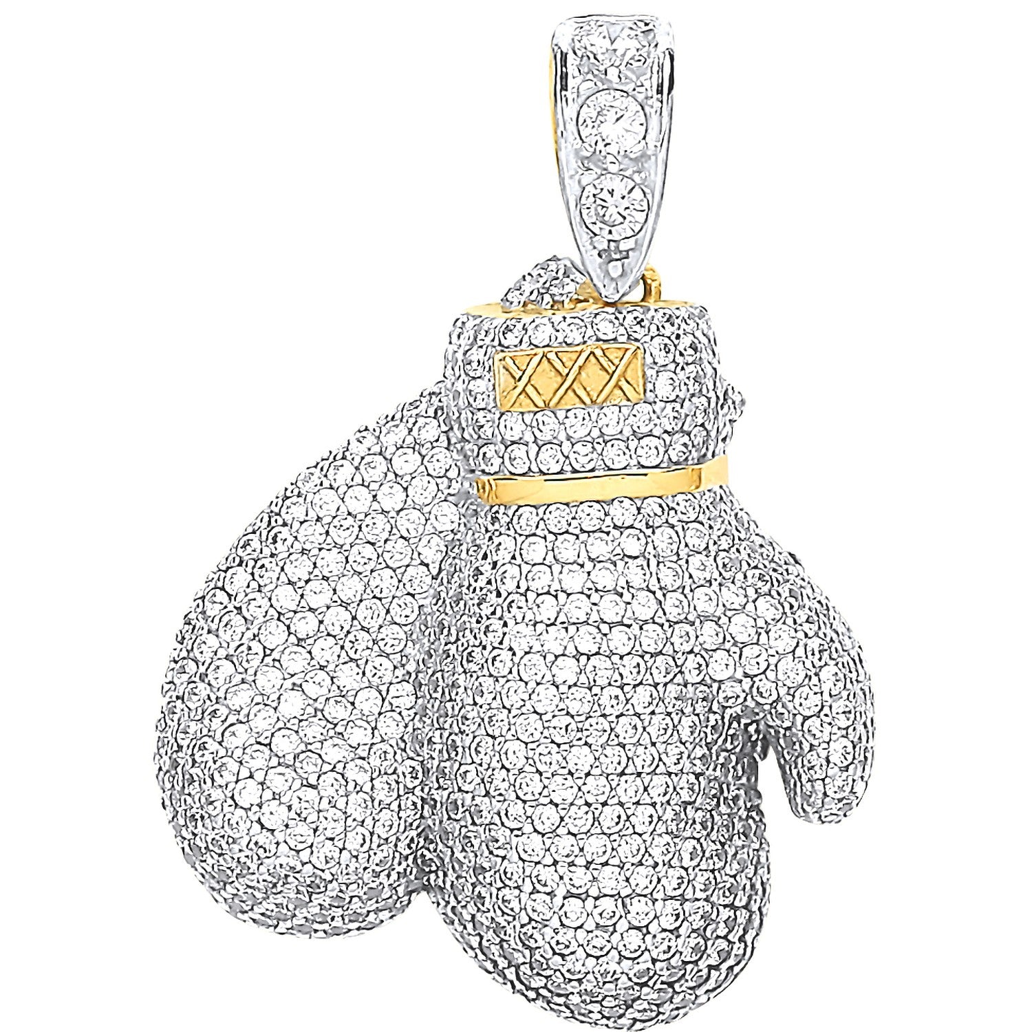 Yellow Gold Cubic Zirconia Boxing Gloves Pendant