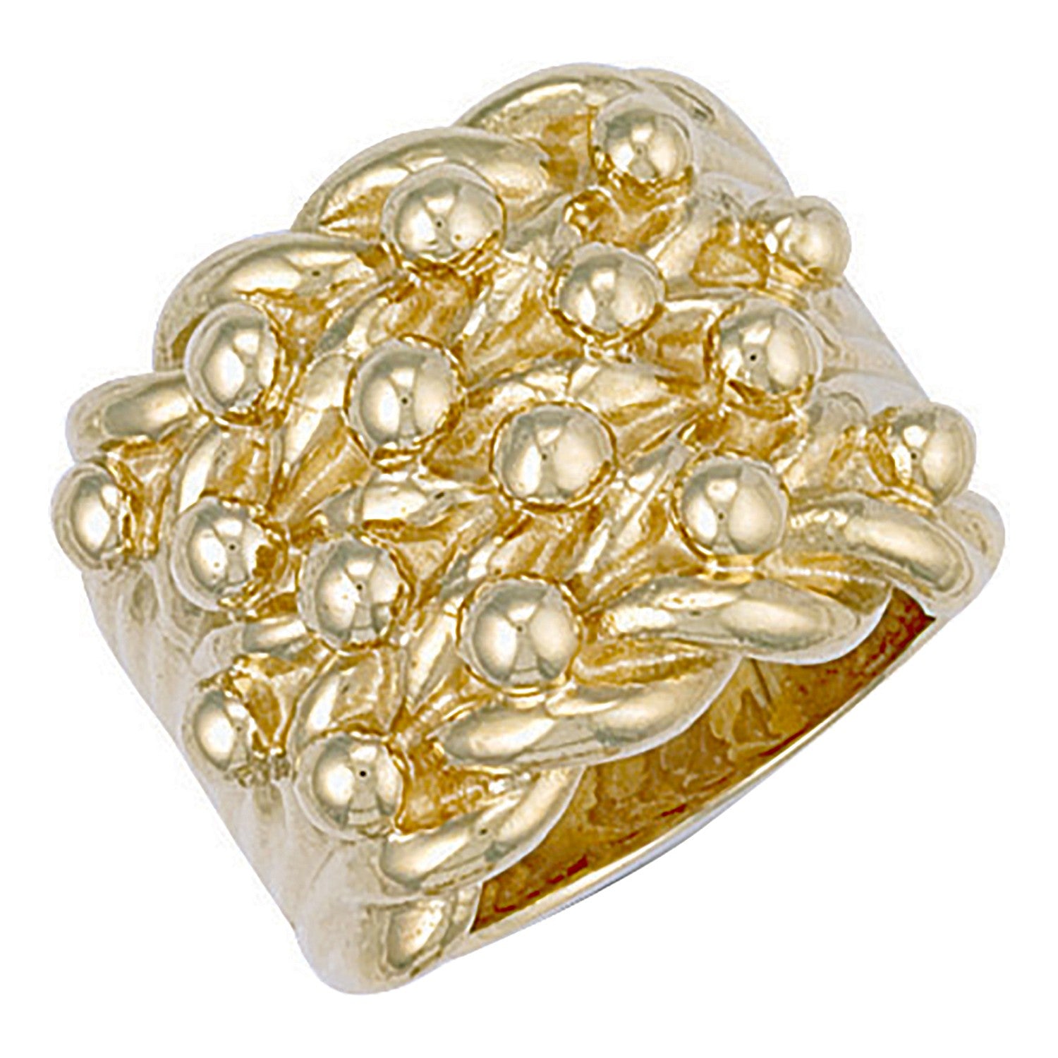 Yellow Gold Woven Back 4 Row Keeper Ring