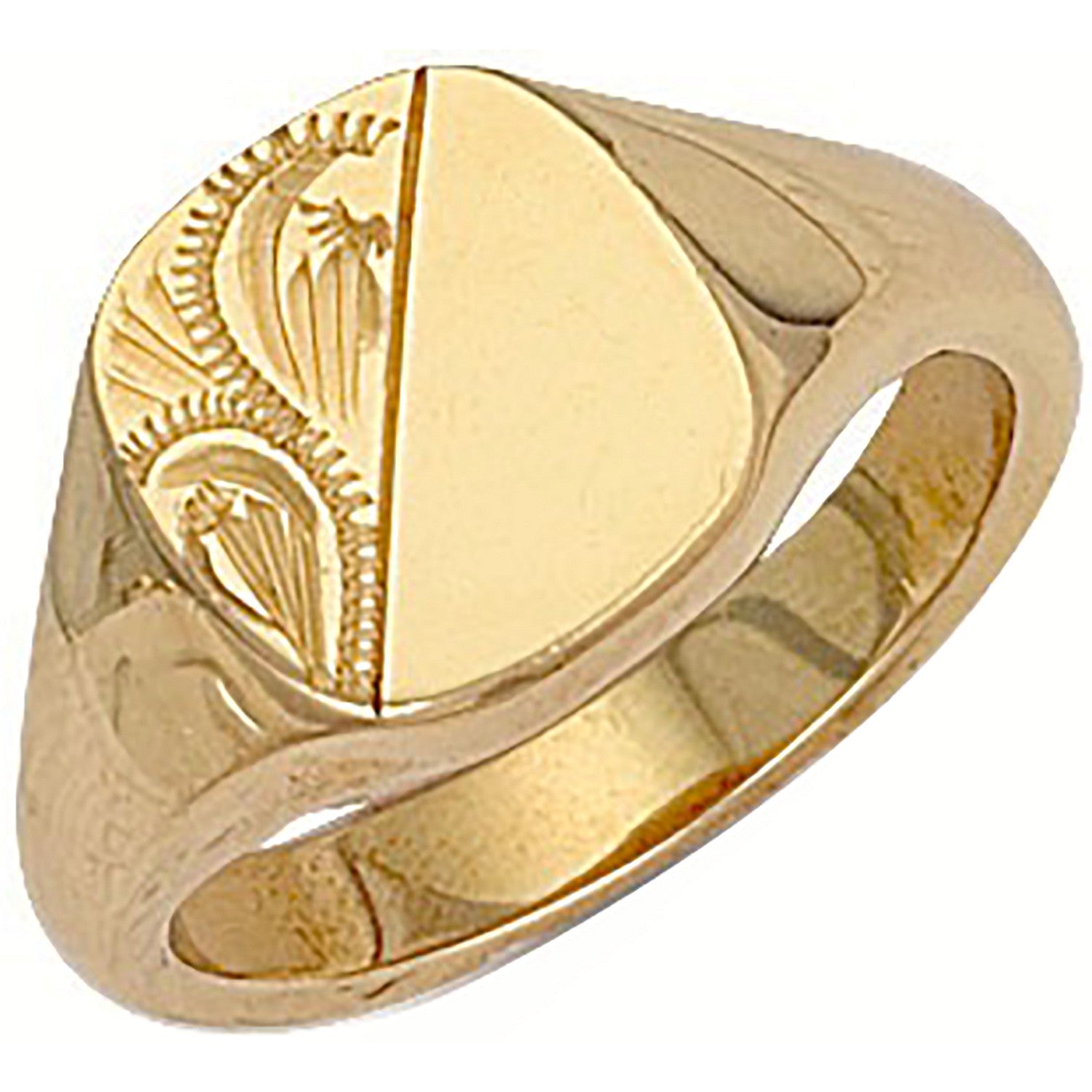 Yellow Gold Cushion Engraved Signet Ring