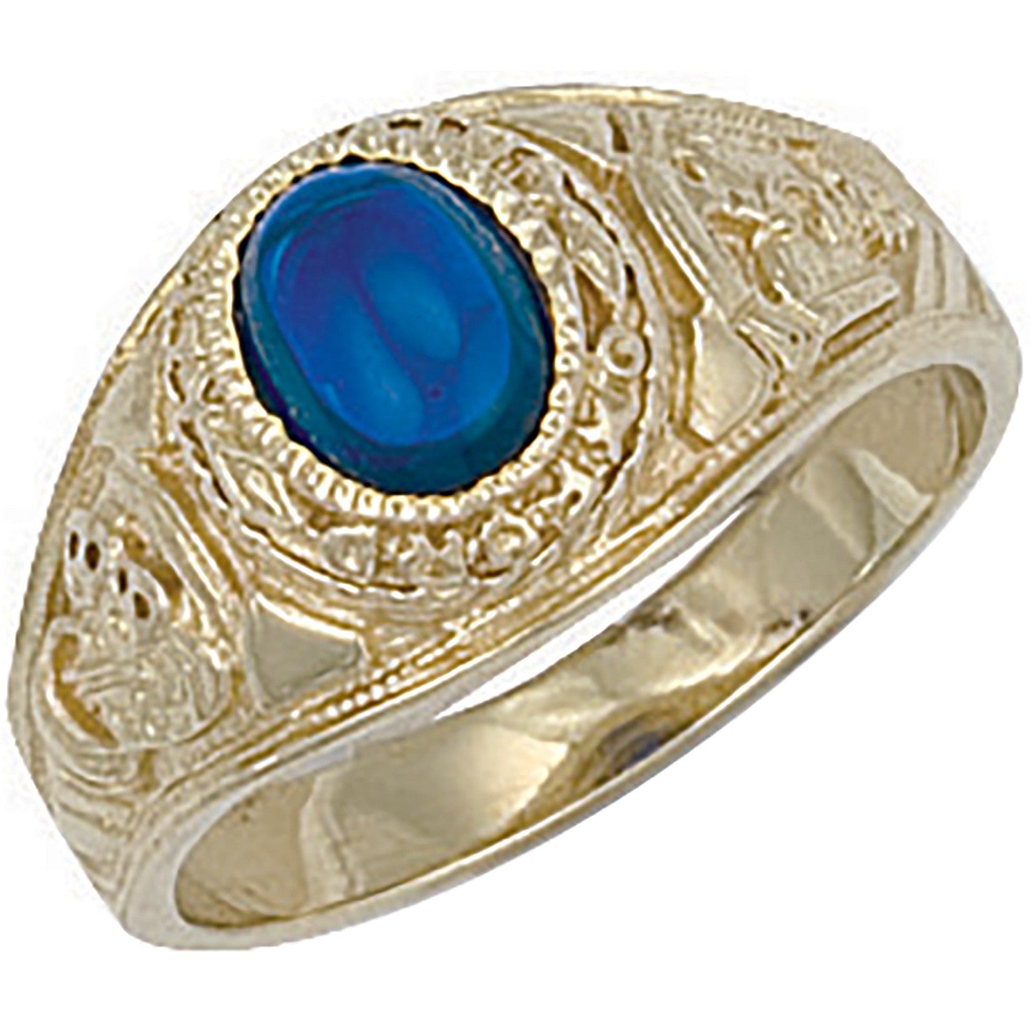 Yellow Gold Blue Cabochon College Ring