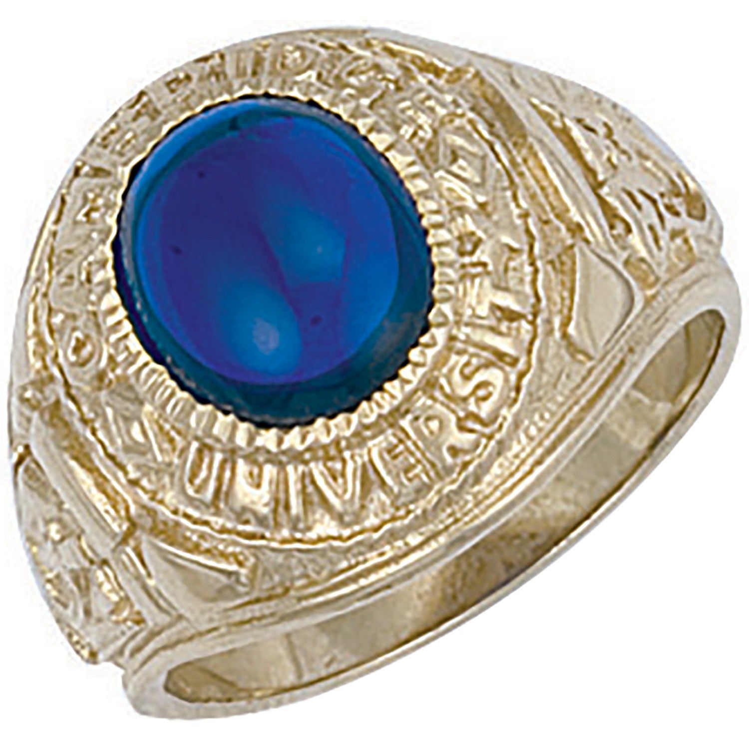 Yellow Gold Blue Cabochon University-College Ring