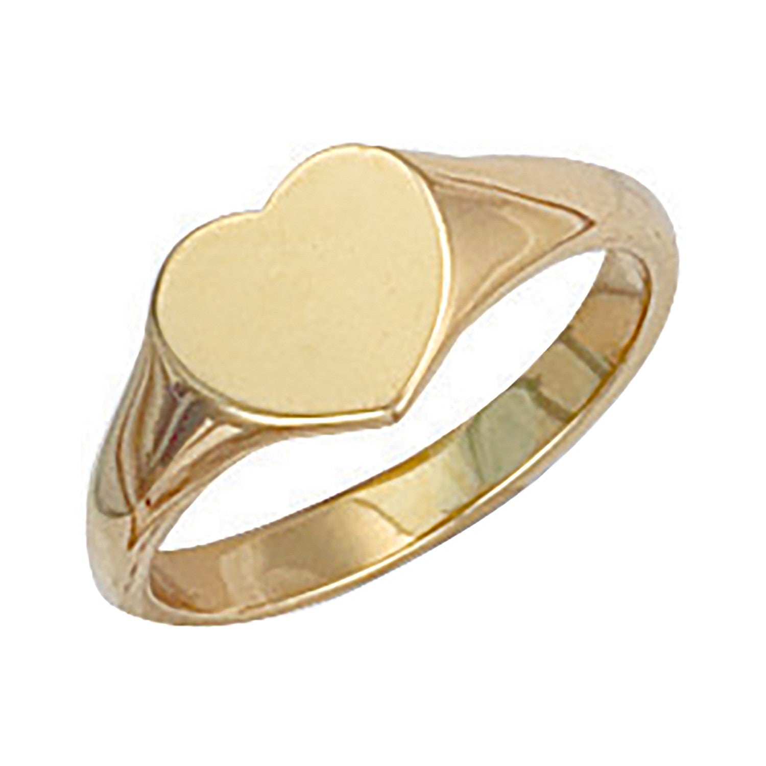 Yellow Gold Heart Plain Maiden Signet Ring