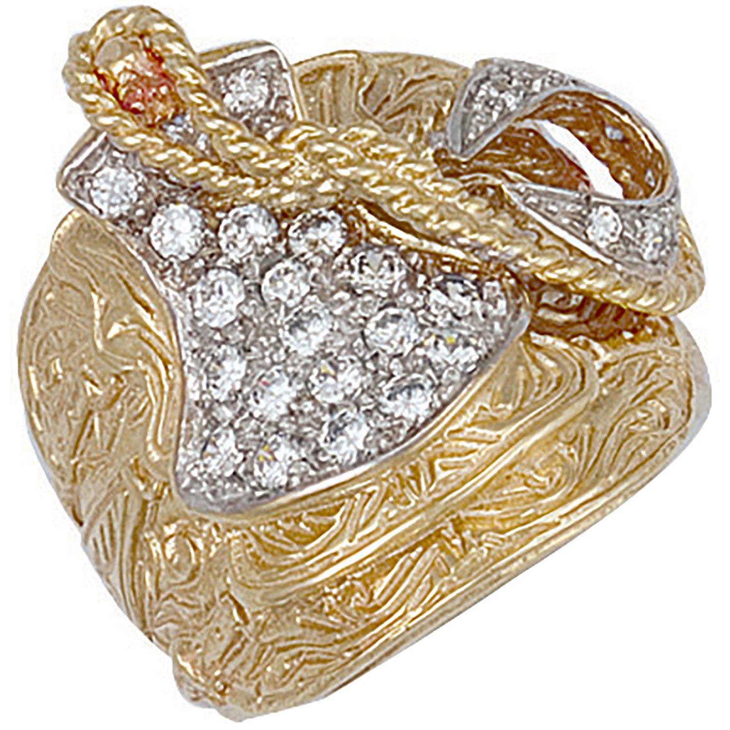 Yellow Gold Cubic Zirconia Saddle Ring