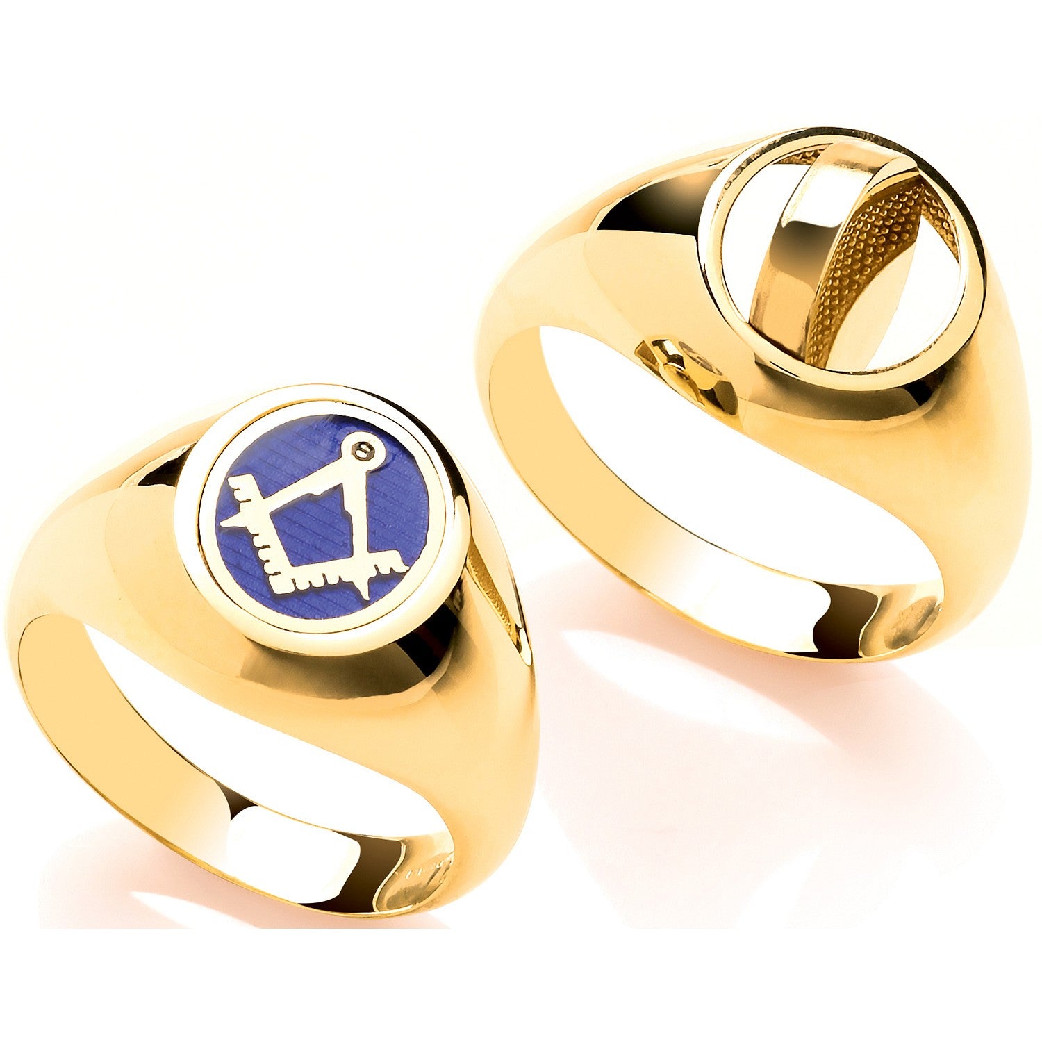 Yellow Gold Masonic Swivel Oval Signet Ring