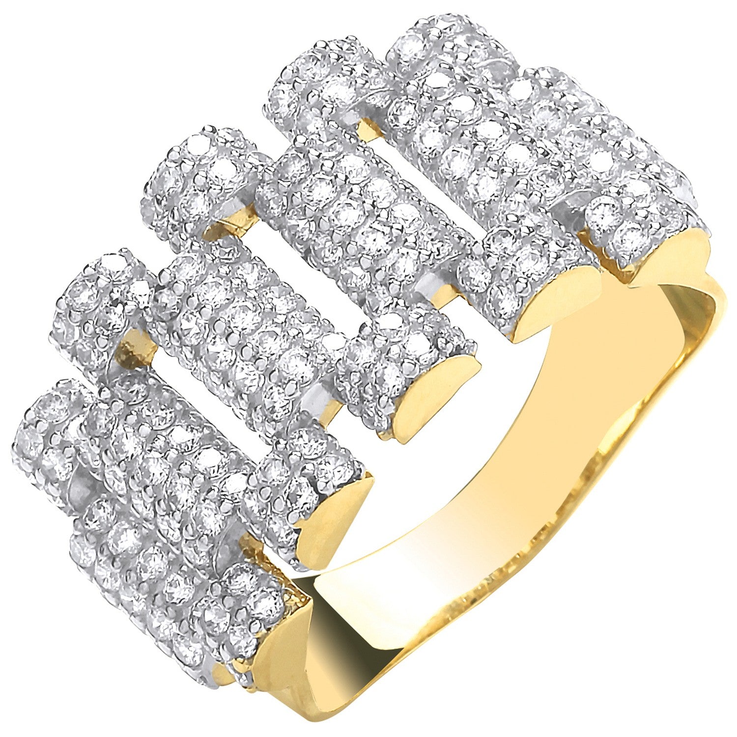 Yellow Gold Cubic Zirconia Fancy Link Ring