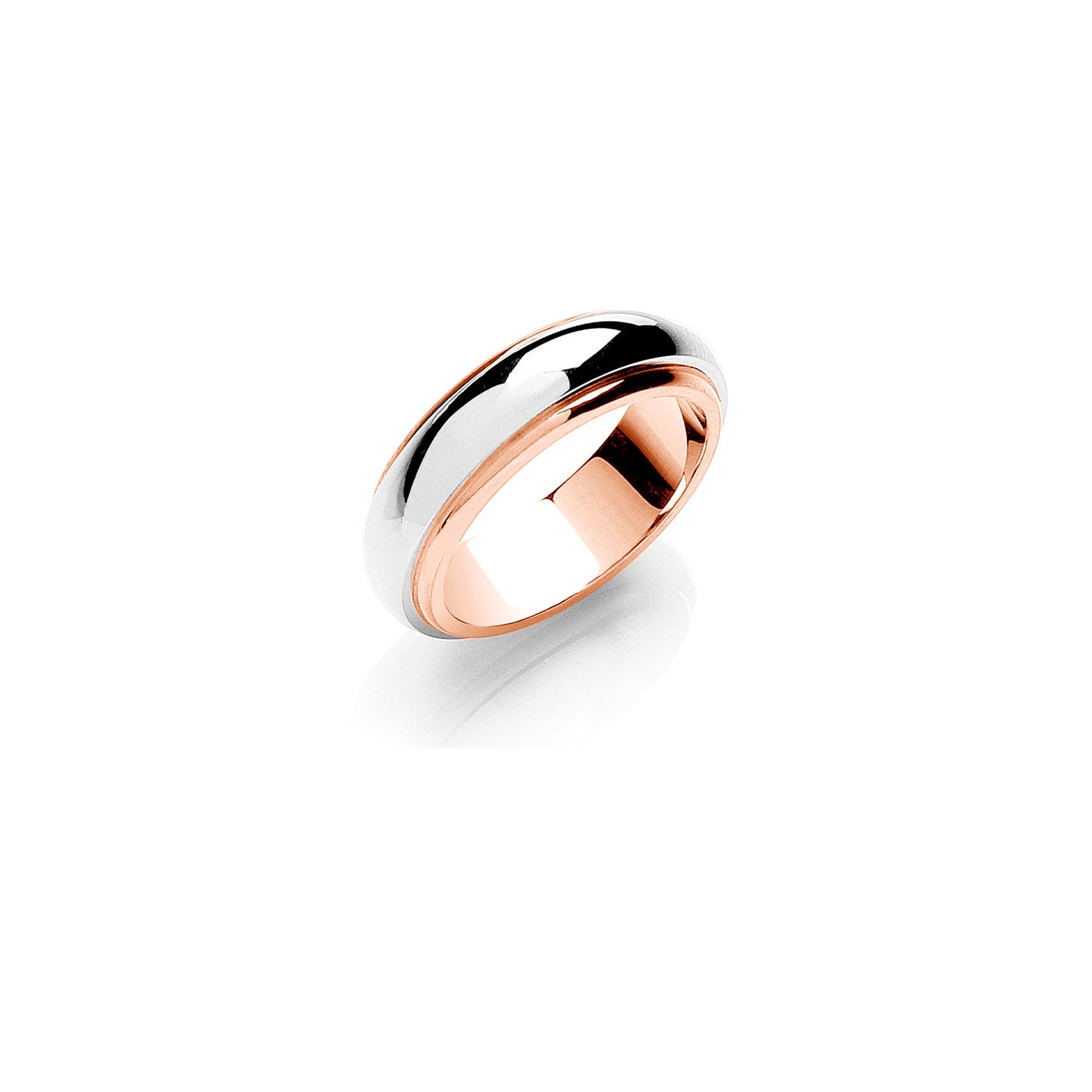 6mm Two Colour Step-Cut D-Shape Wedding Band