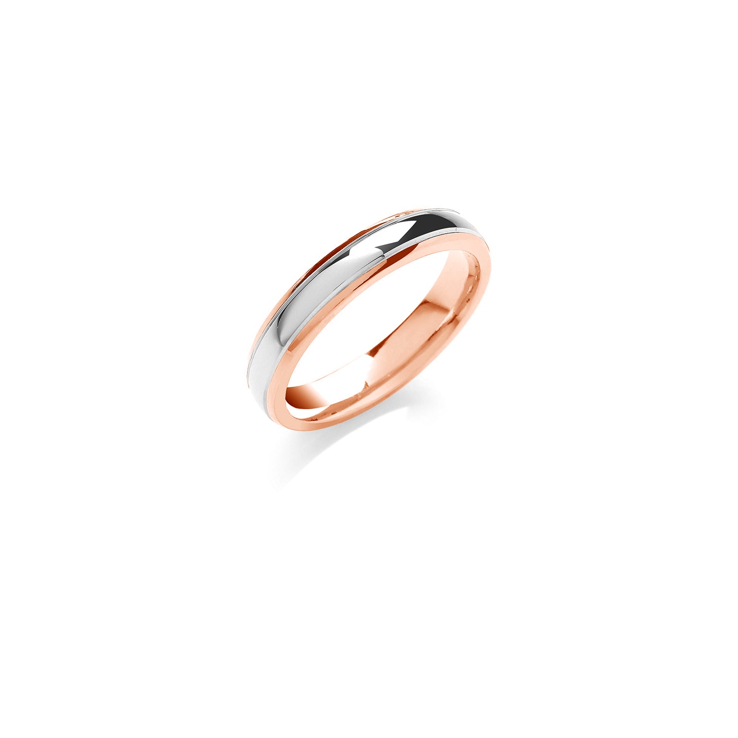 4mm Court Track Edge Two Colour Wedding Band