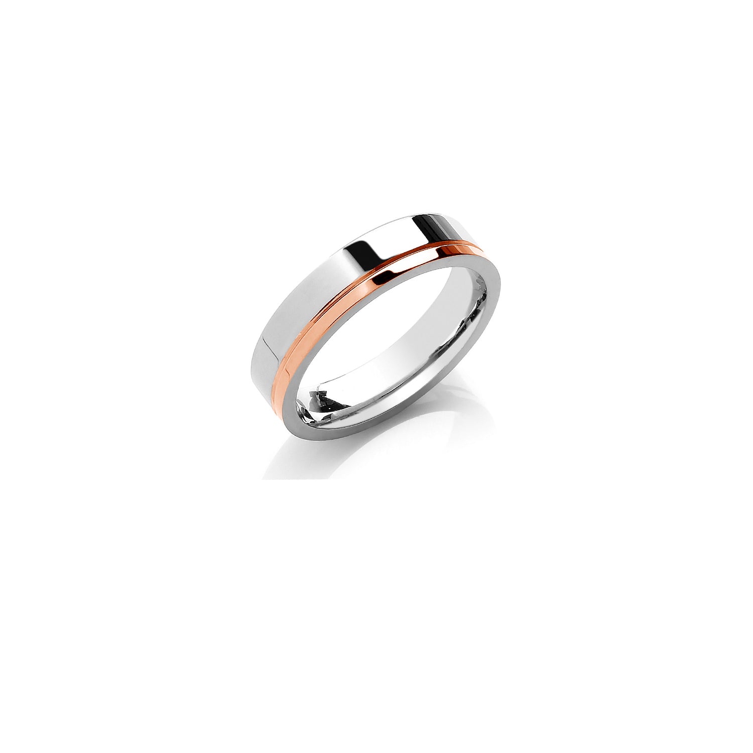 5mm Flat Court Two Colour Side Groove Wedding Band