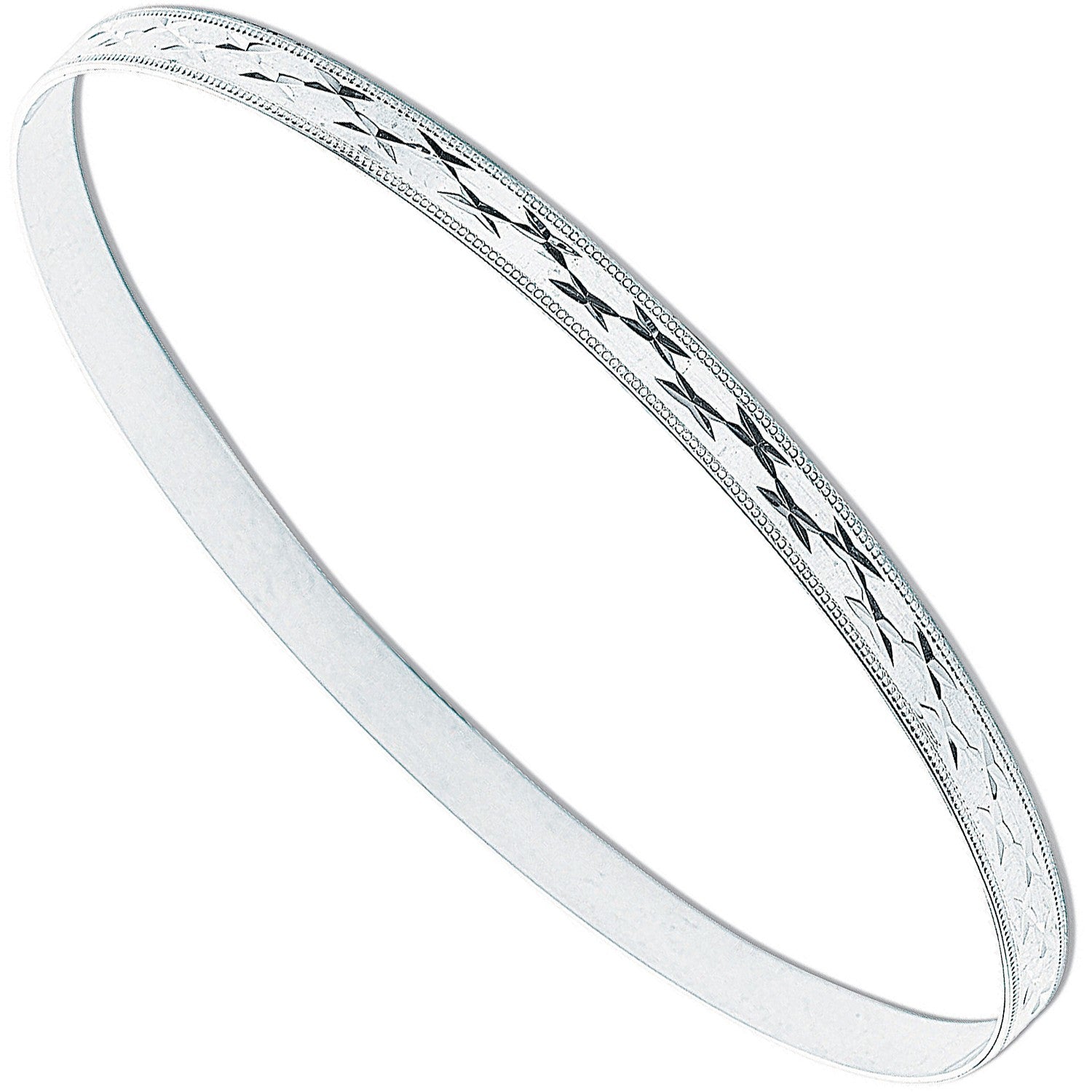 Silver 4mm Diamond Cut Slave Bangle